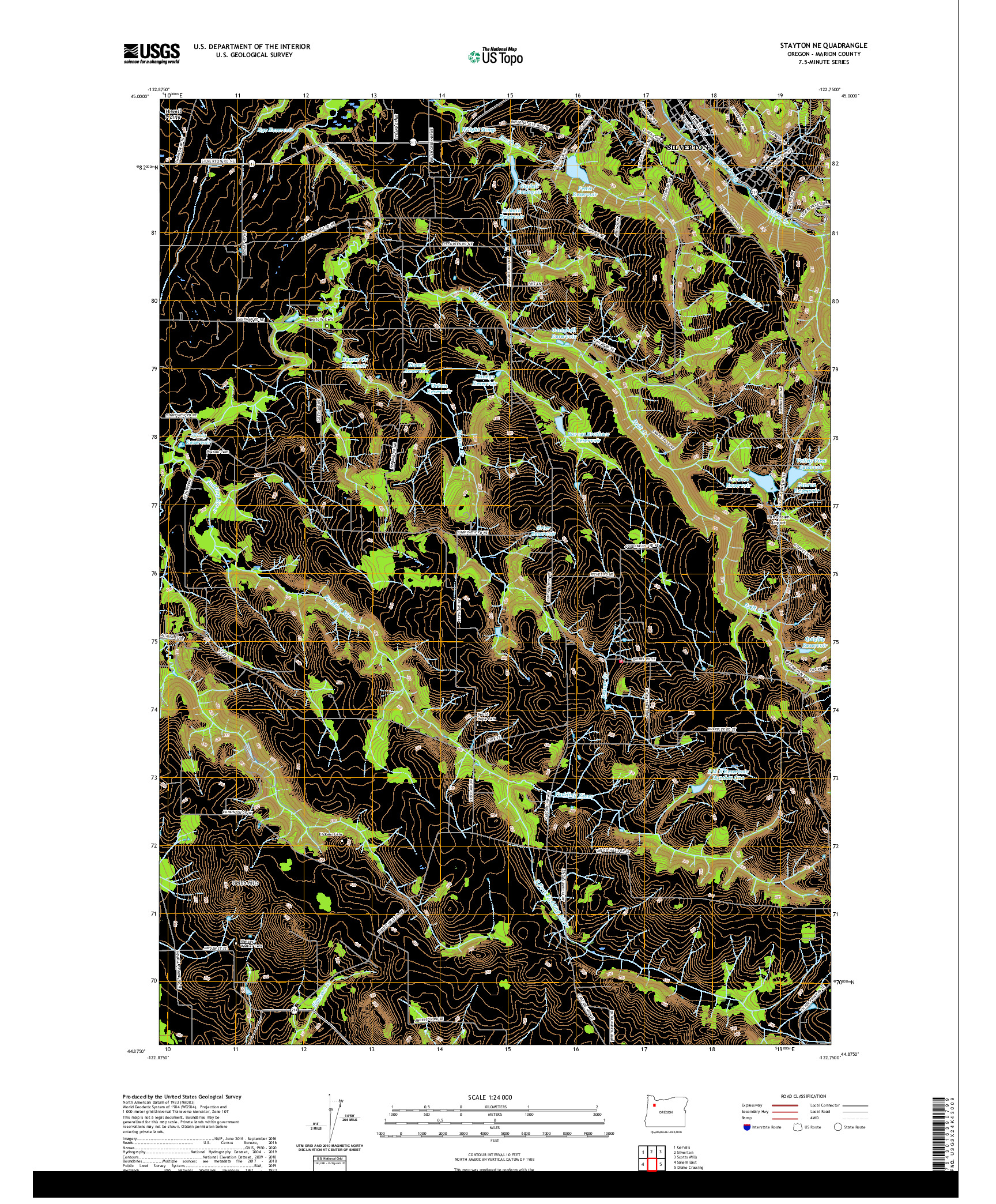 USGS US TOPO 7.5-MINUTE MAP FOR STAYTON NE, OR 2020