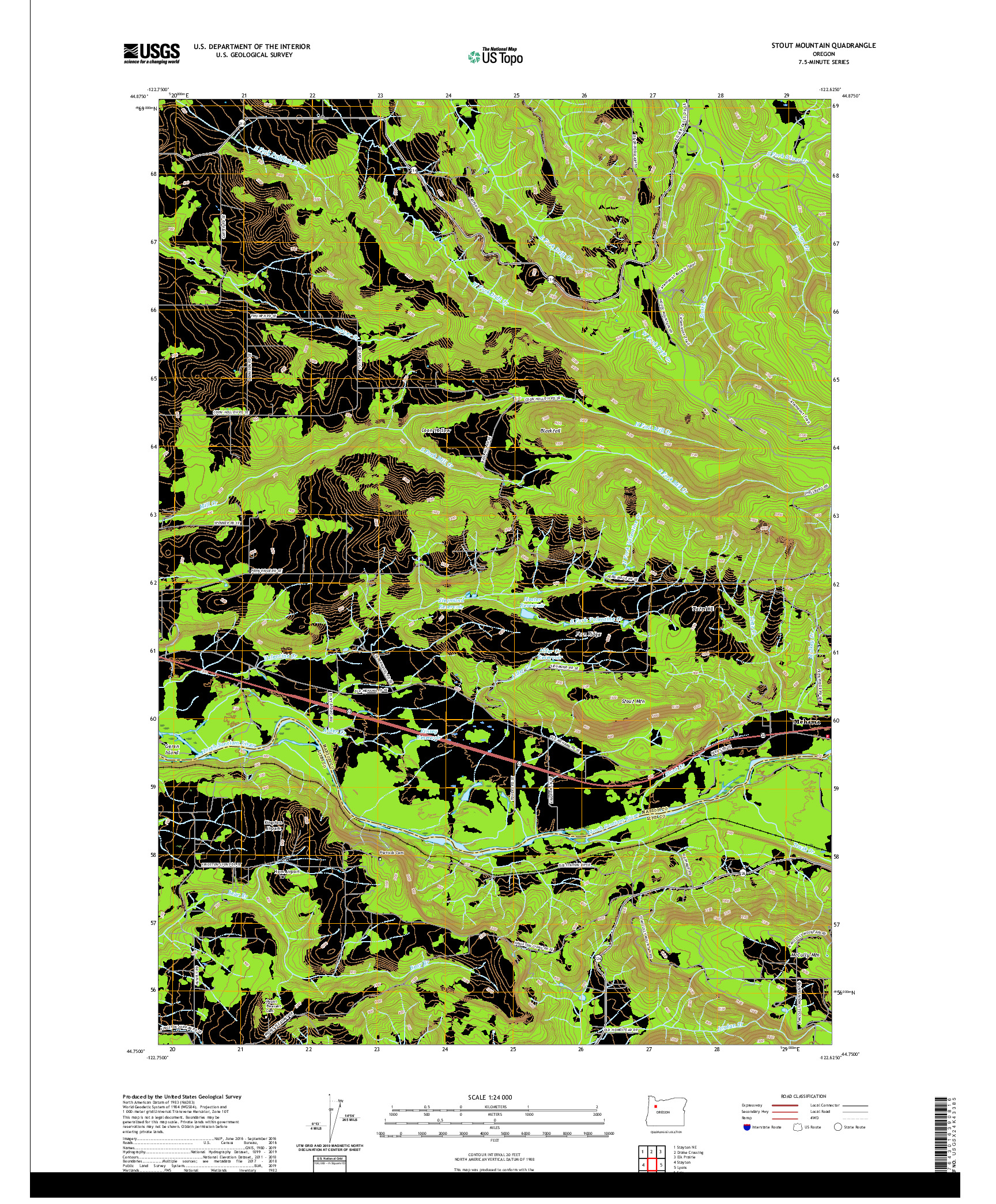 USGS US TOPO 7.5-MINUTE MAP FOR STOUT MOUNTAIN, OR 2020