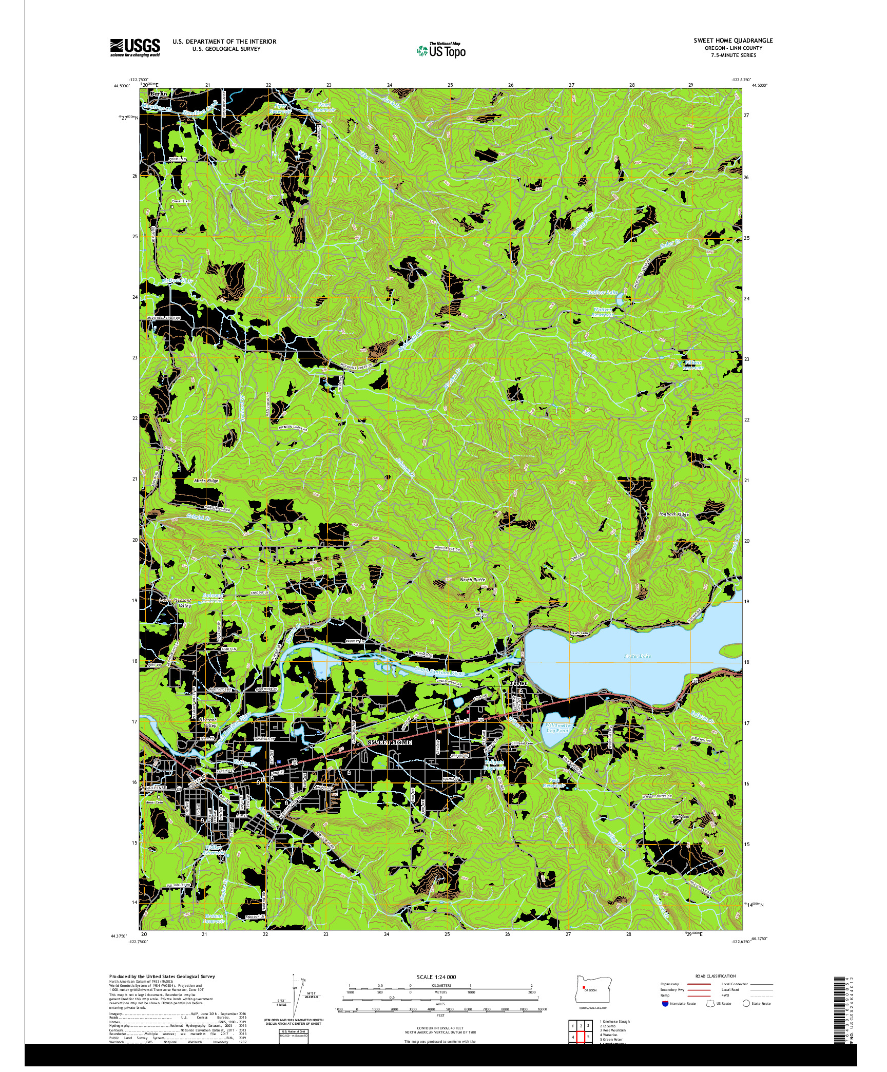 USGS US TOPO 7.5-MINUTE MAP FOR SWEET HOME, OR 2020