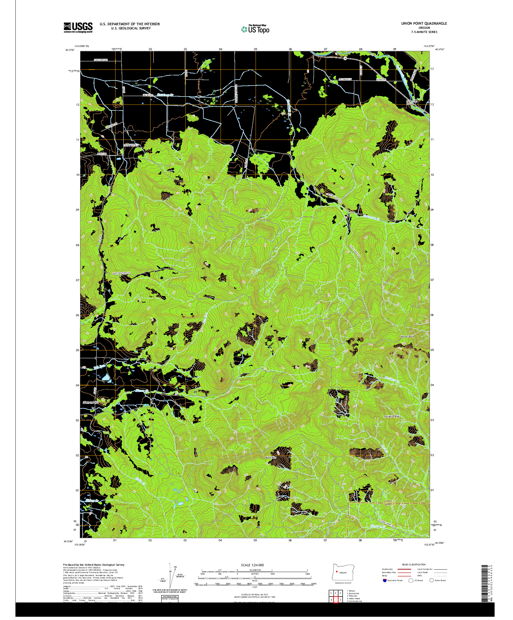 USGS US TOPO 7.5-MINUTE MAP FOR UNION POINT, OR 2020