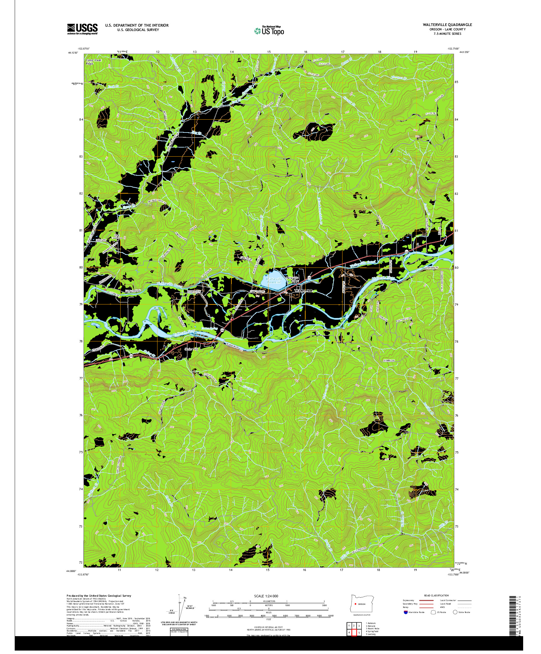 USGS US TOPO 7.5-MINUTE MAP FOR WALTERVILLE, OR 2020