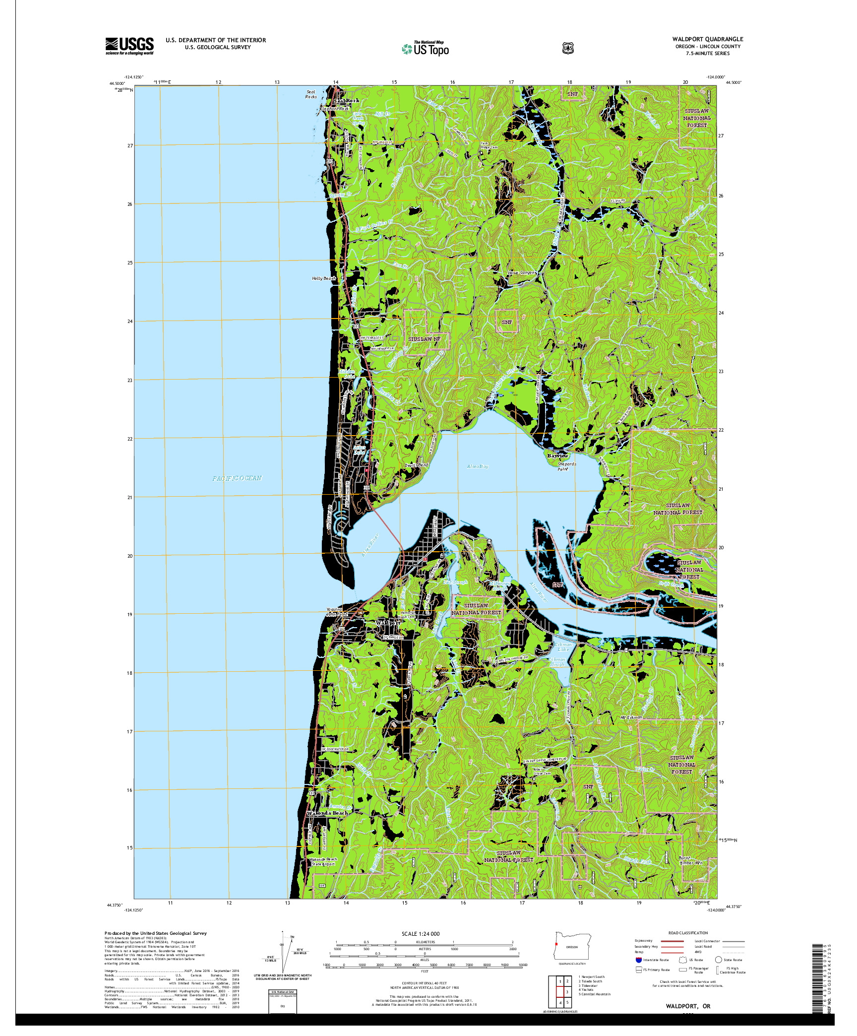 USGS US TOPO 7.5-MINUTE MAP FOR WALDPORT, OR 2020