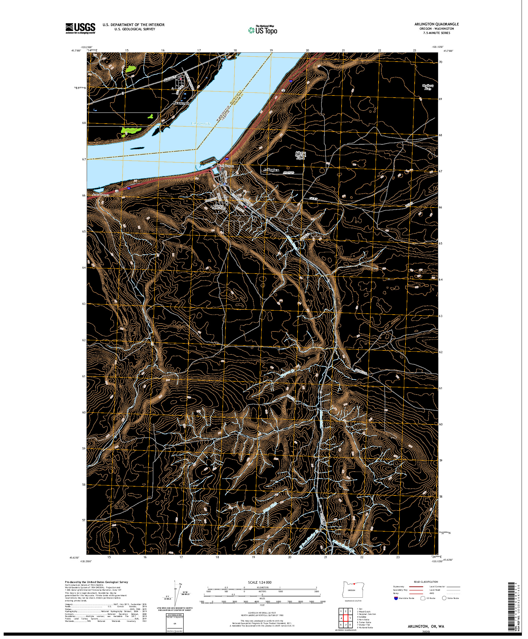 USGS US TOPO 7.5-MINUTE MAP FOR ARLINGTON, OR,WA 2020
