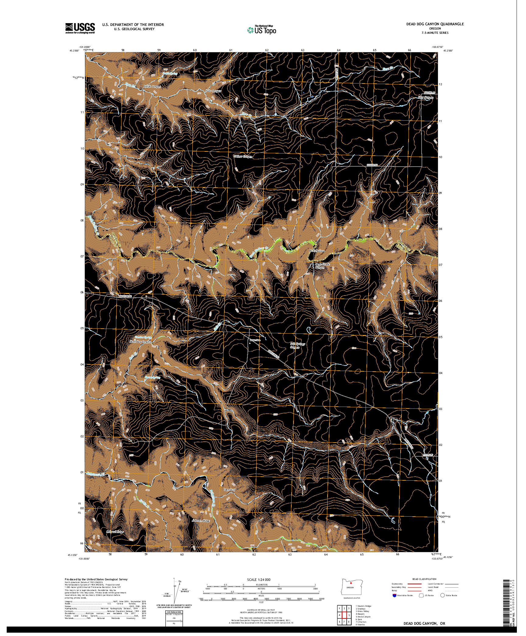 USGS US TOPO 7.5-MINUTE MAP FOR DEAD DOG CANYON, OR 2020