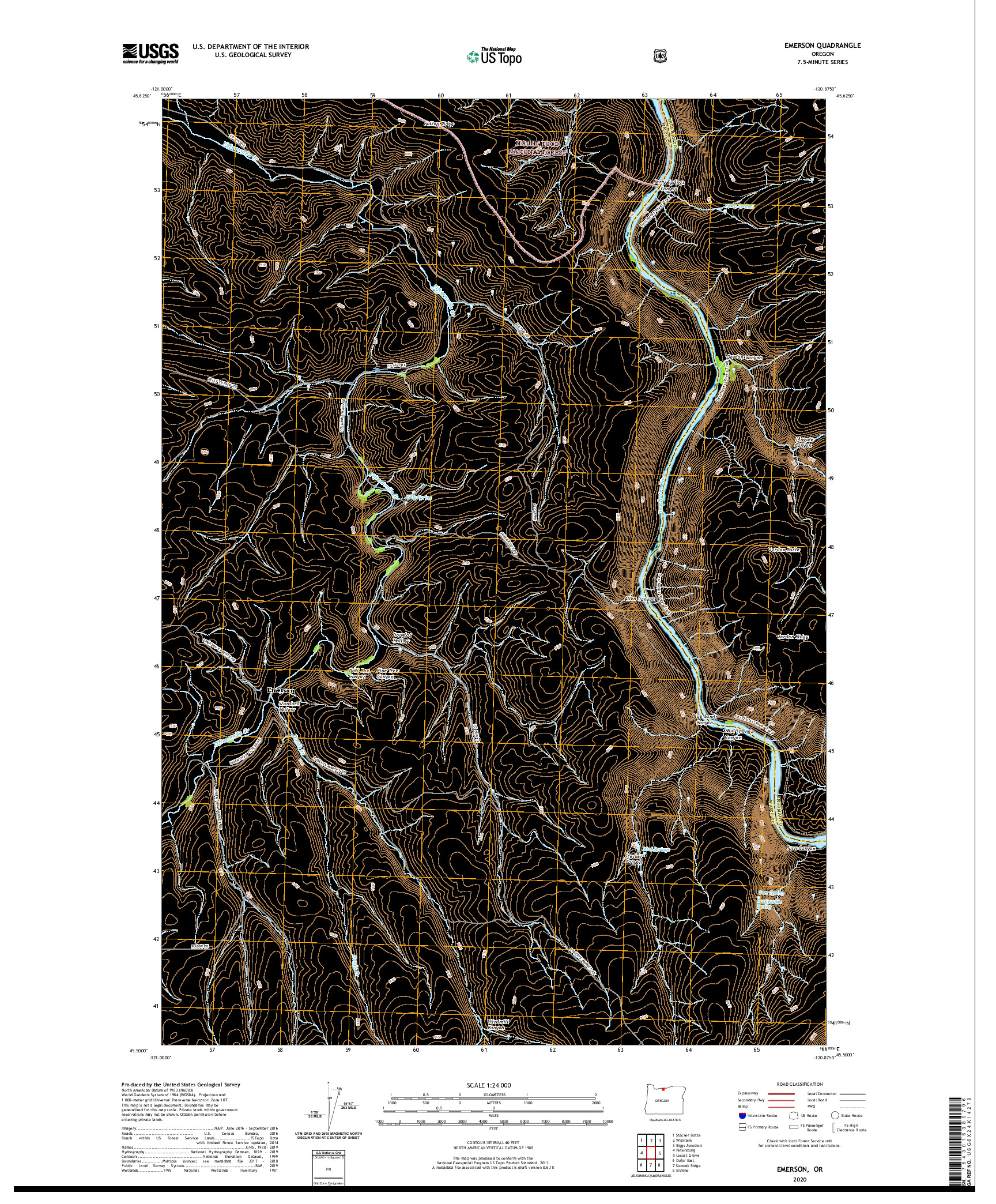 USGS US TOPO 7.5-MINUTE MAP FOR EMERSON, OR 2020