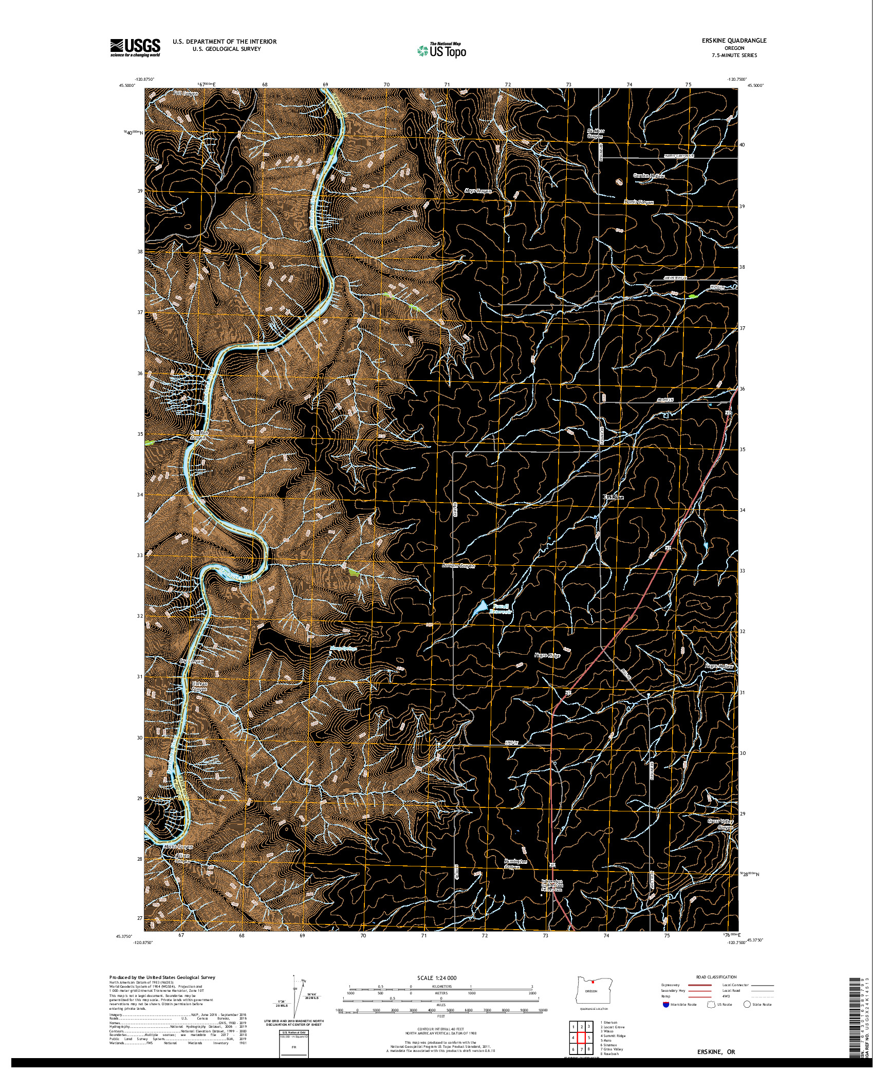 USGS US TOPO 7.5-MINUTE MAP FOR ERSKINE, OR 2020