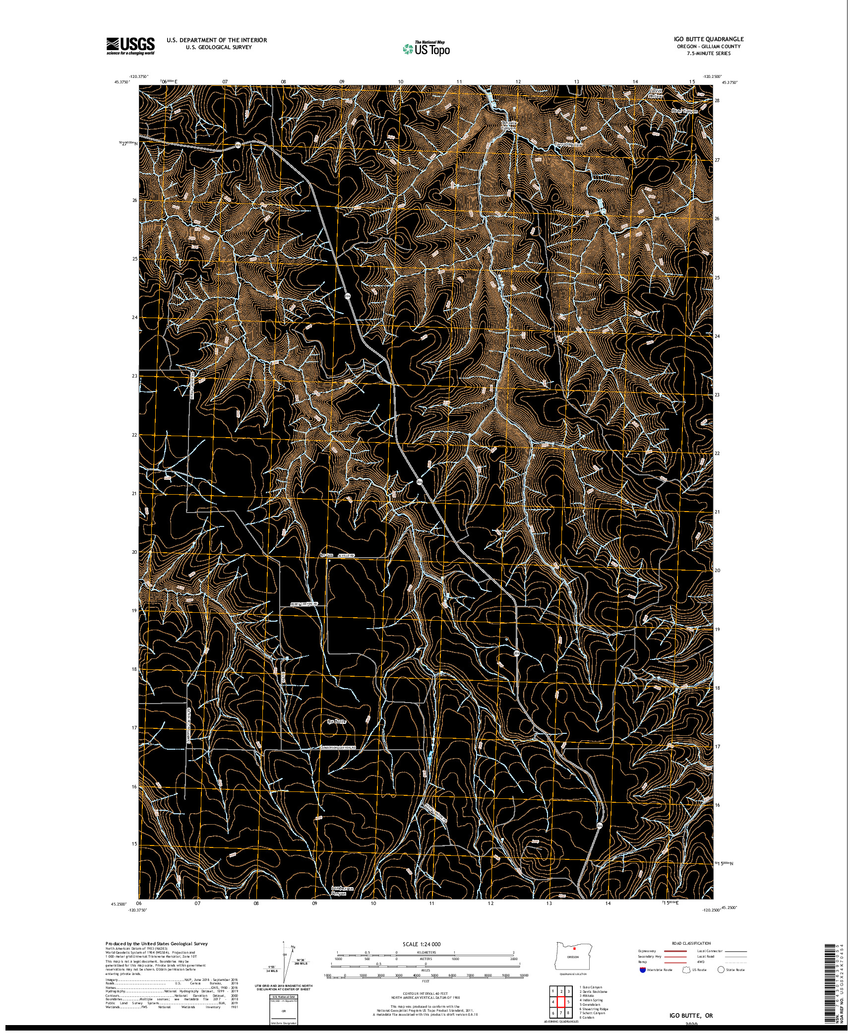 USGS US TOPO 7.5-MINUTE MAP FOR IGO BUTTE, OR 2020