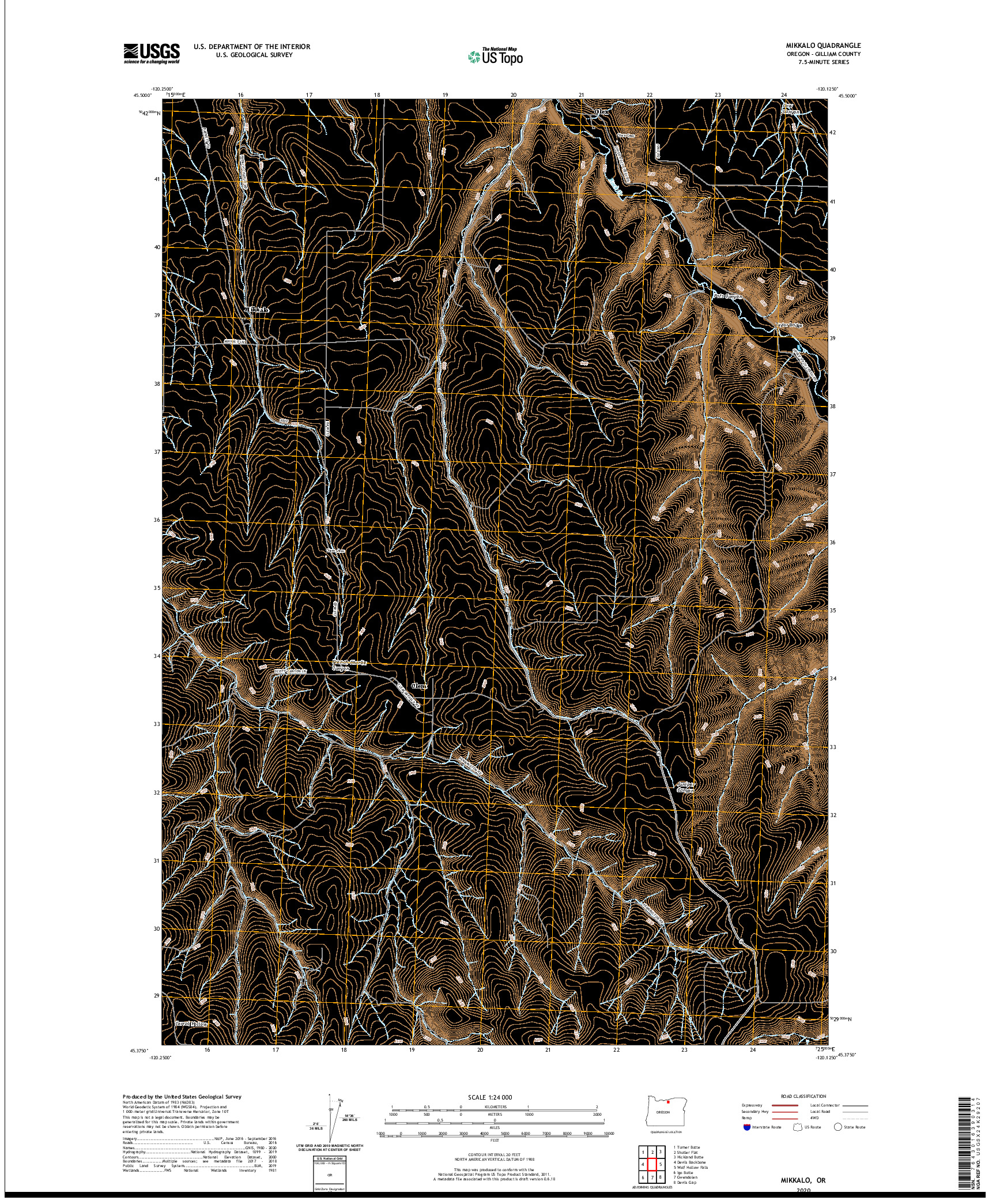 USGS US TOPO 7.5-MINUTE MAP FOR MIKKALO, OR 2020