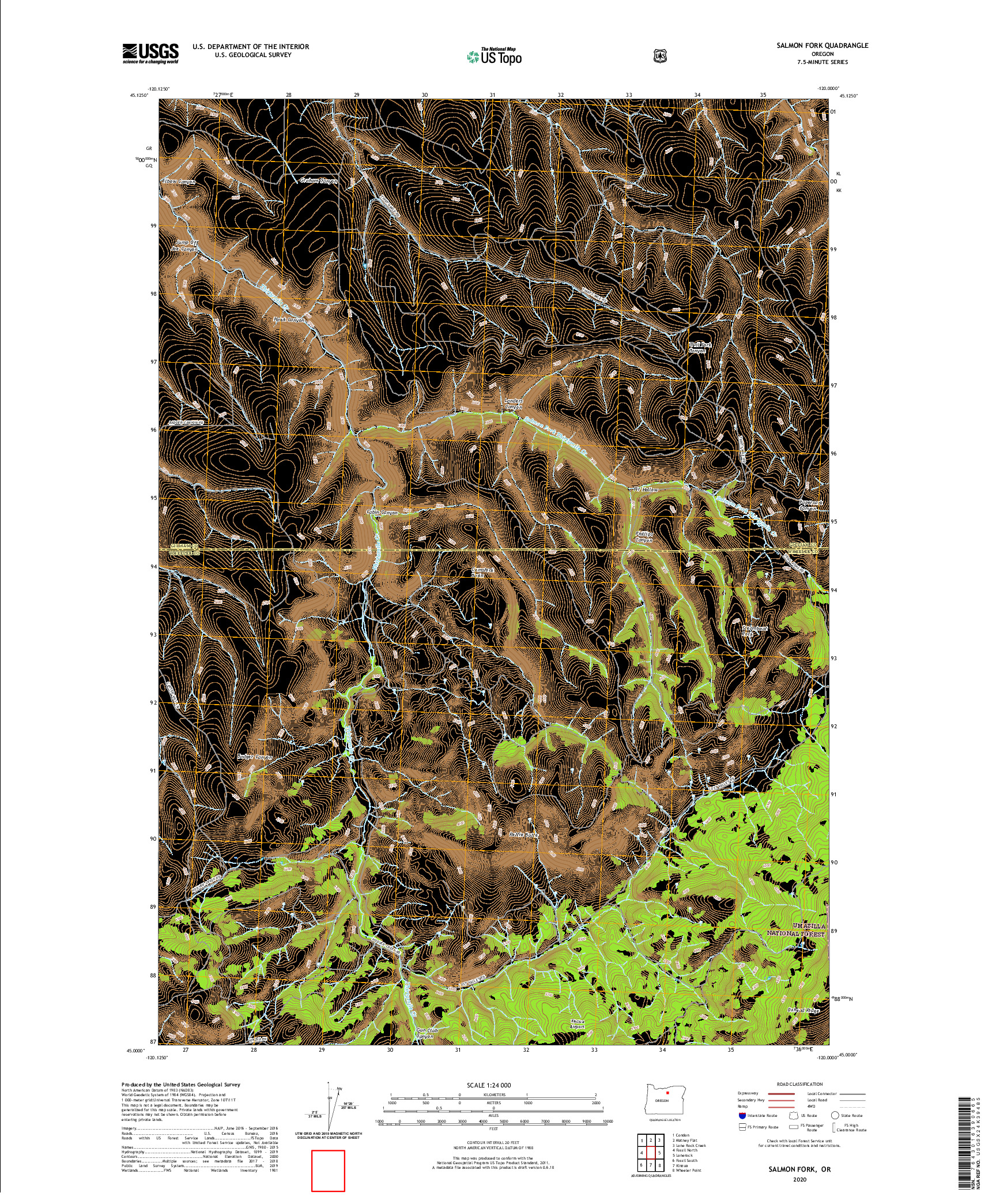 USGS US TOPO 7.5-MINUTE MAP FOR SALMON FORK, OR 2020