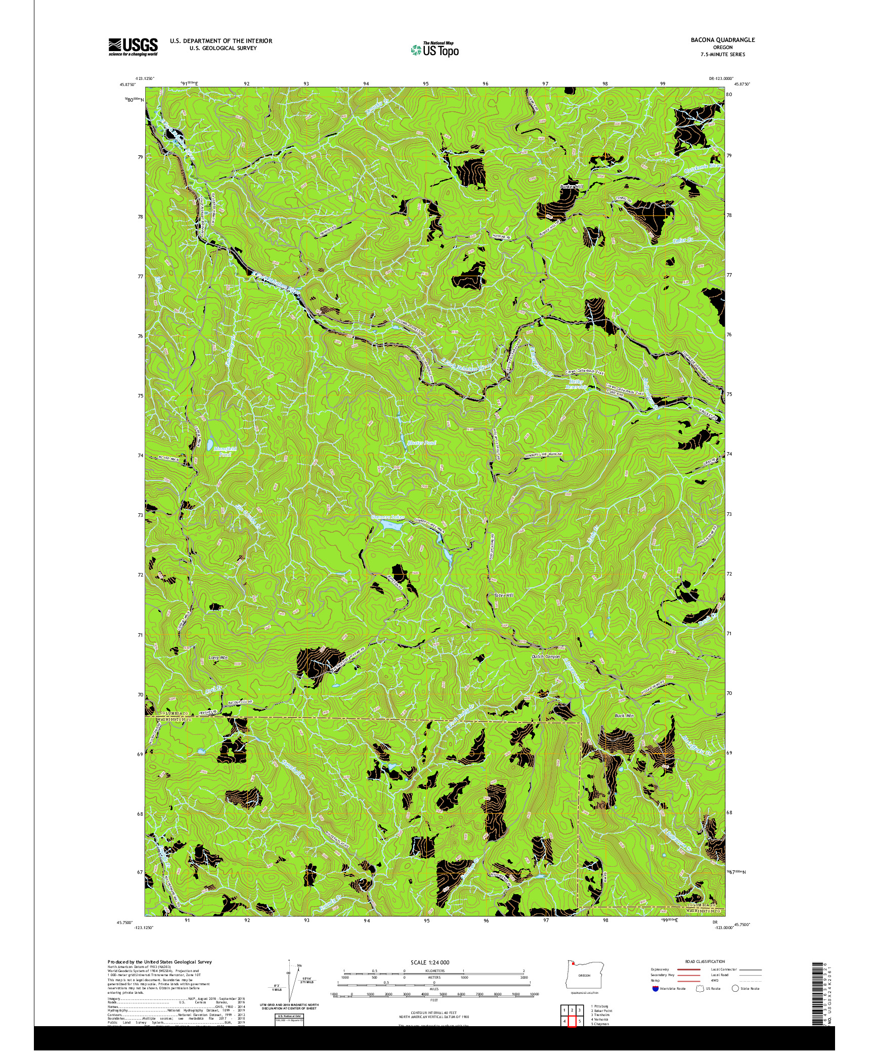 USGS US TOPO 7.5-MINUTE MAP FOR BACONA, OR 2020