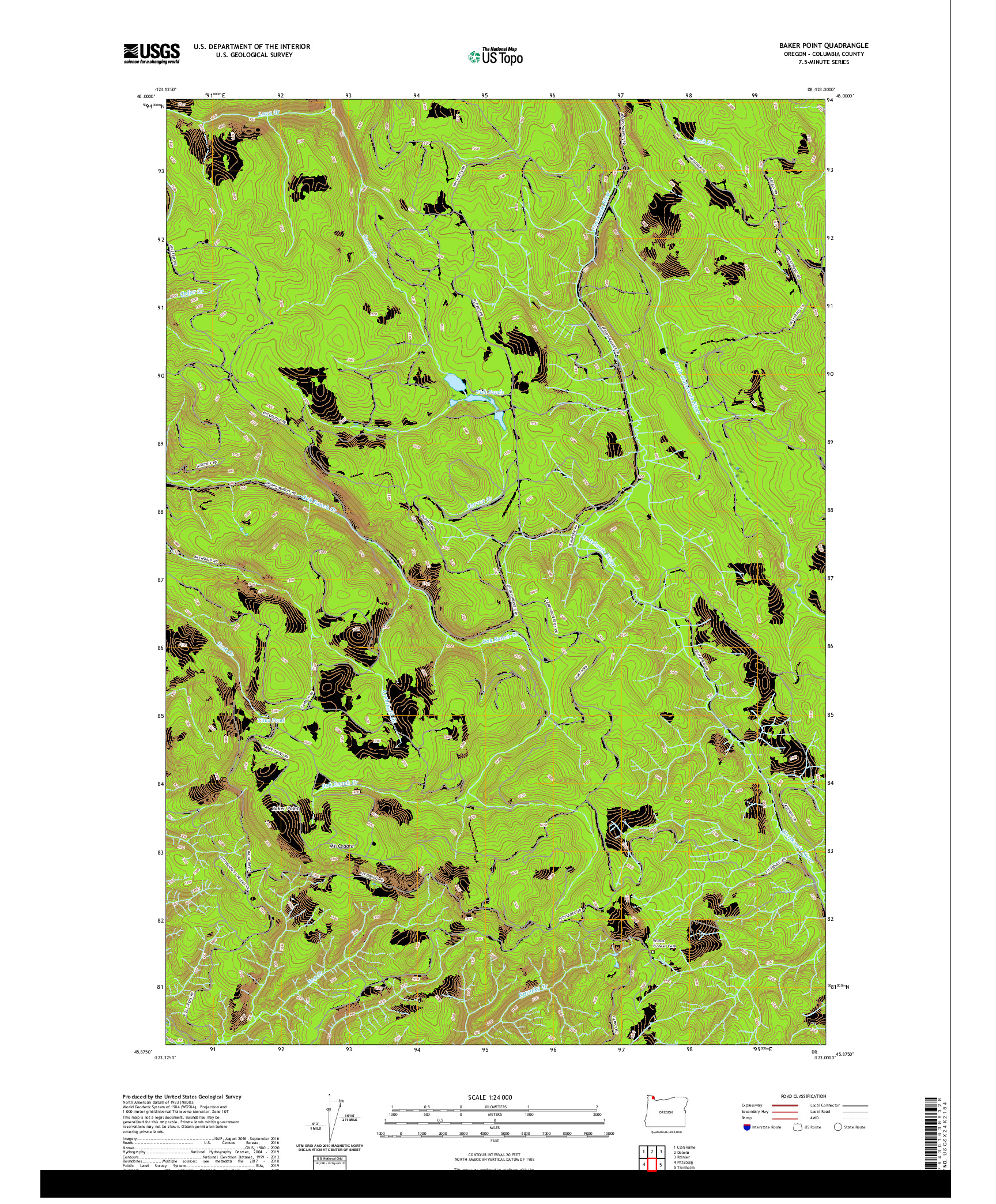 USGS US TOPO 7.5-MINUTE MAP FOR BAKER POINT, OR 2020