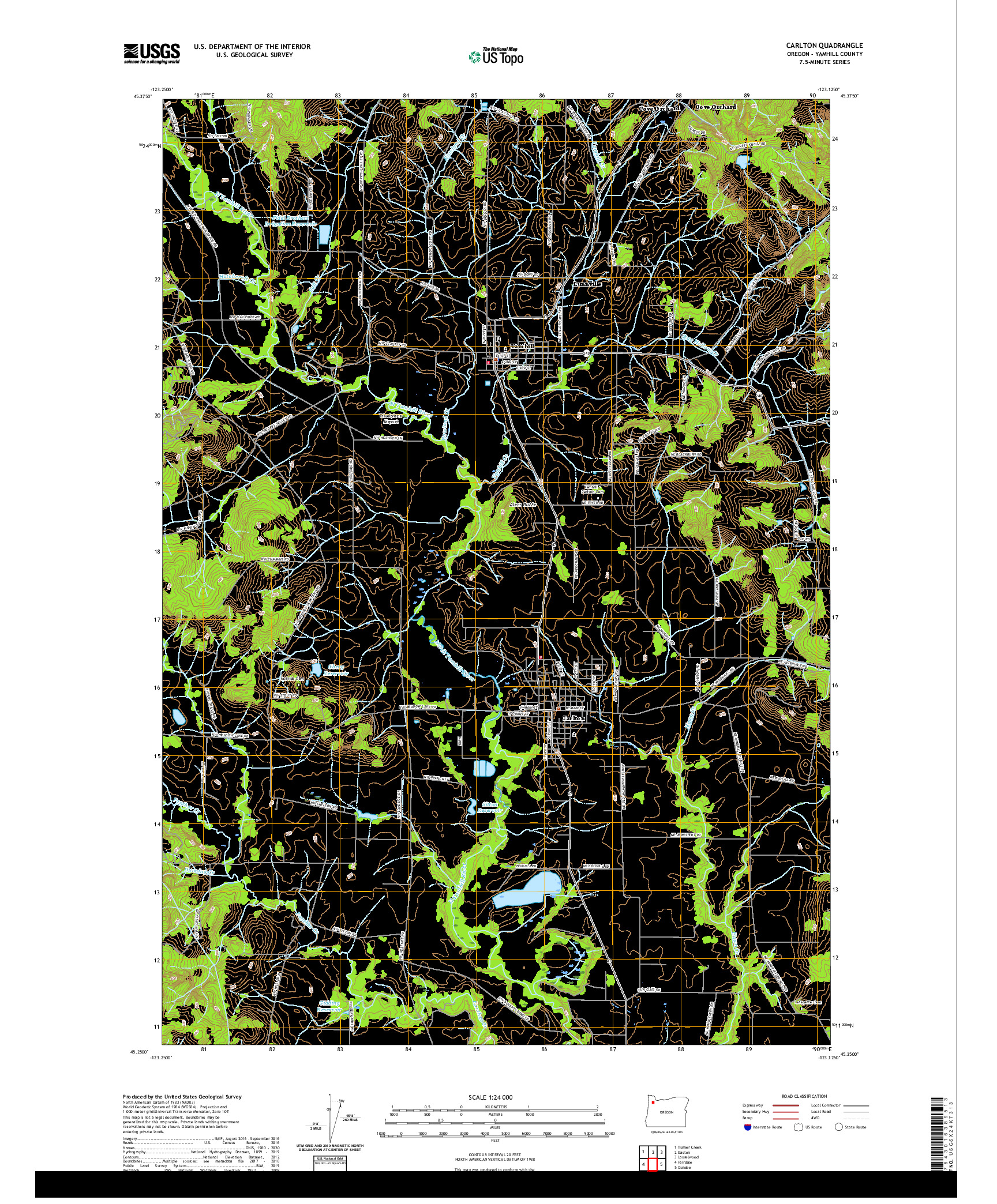 USGS US TOPO 7.5-MINUTE MAP FOR CARLTON, OR 2020