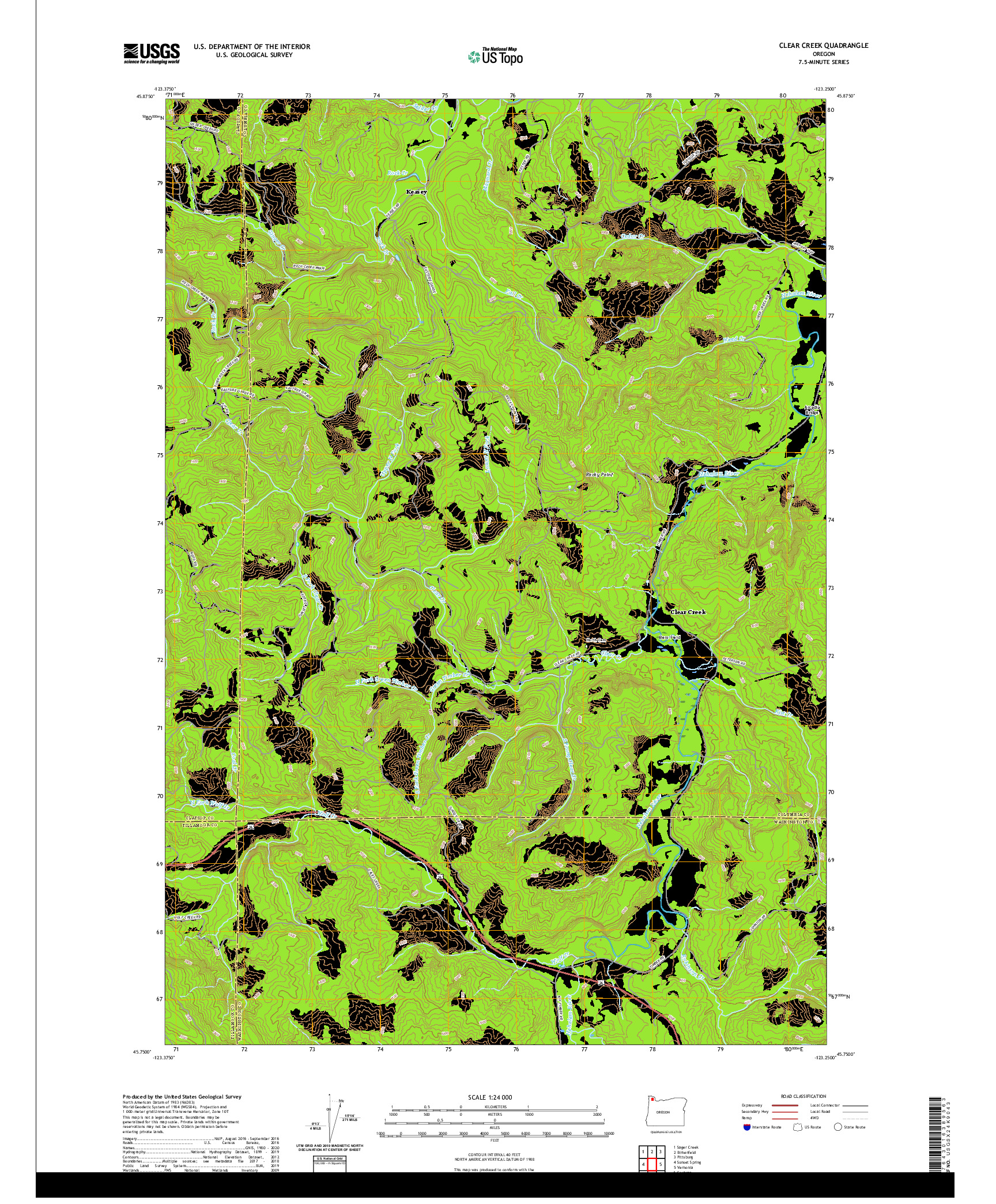 USGS US TOPO 7.5-MINUTE MAP FOR CLEAR CREEK, OR 2020