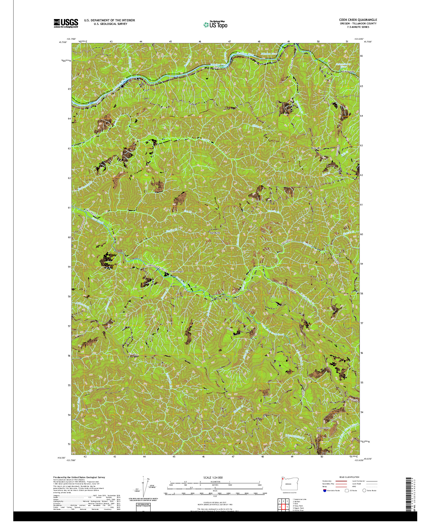 USGS US TOPO 7.5-MINUTE MAP FOR COOK CREEK, OR 2020