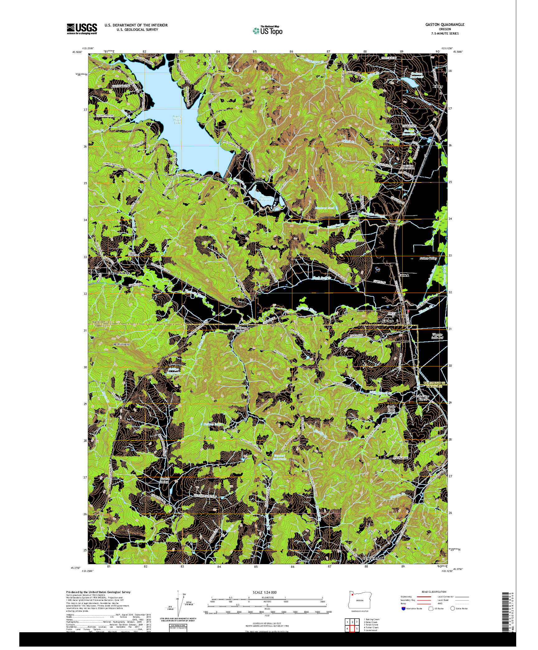 USGS US TOPO 7.5-MINUTE MAP FOR GASTON, OR 2020