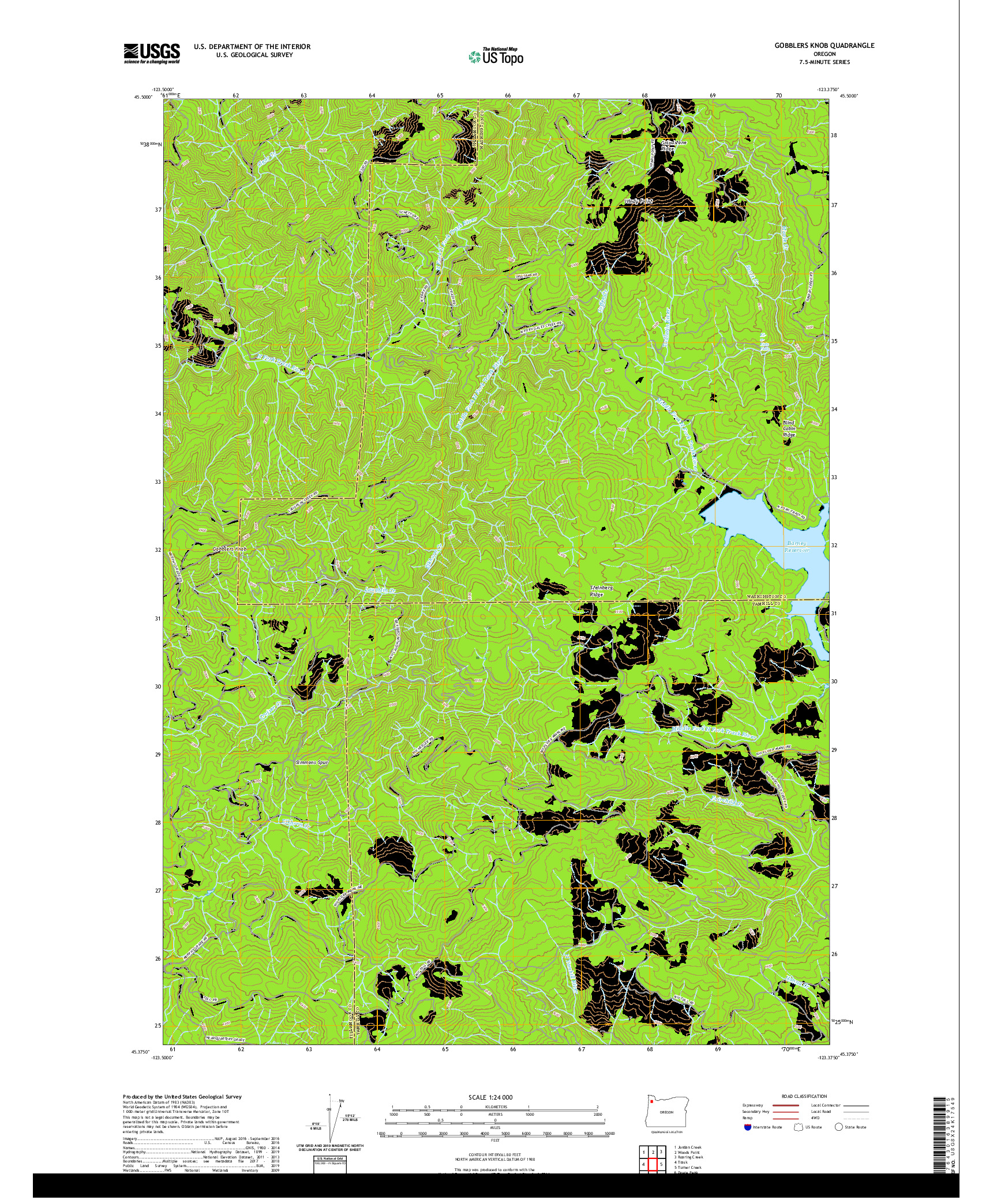 USGS US TOPO 7.5-MINUTE MAP FOR GOBBLERS KNOB, OR 2020