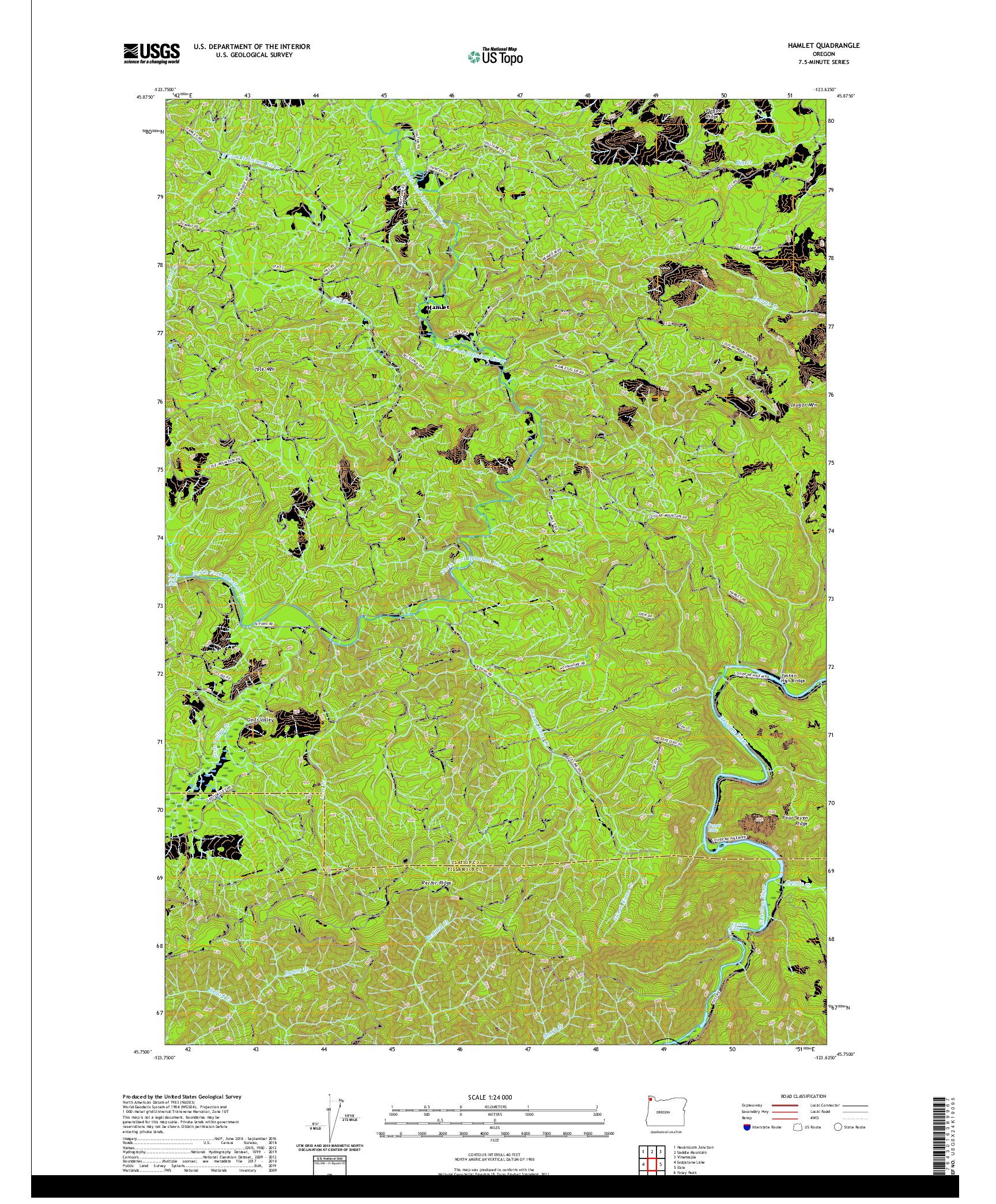 USGS US TOPO 7.5-MINUTE MAP FOR HAMLET, OR 2020