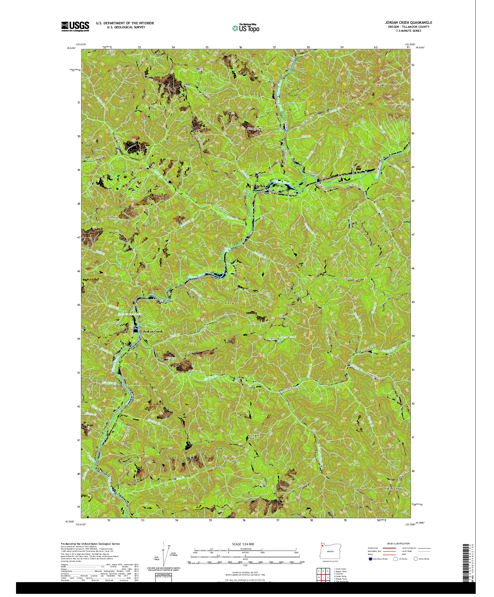 USGS US TOPO 7.5-MINUTE MAP FOR JORDAN CREEK, OR 2020