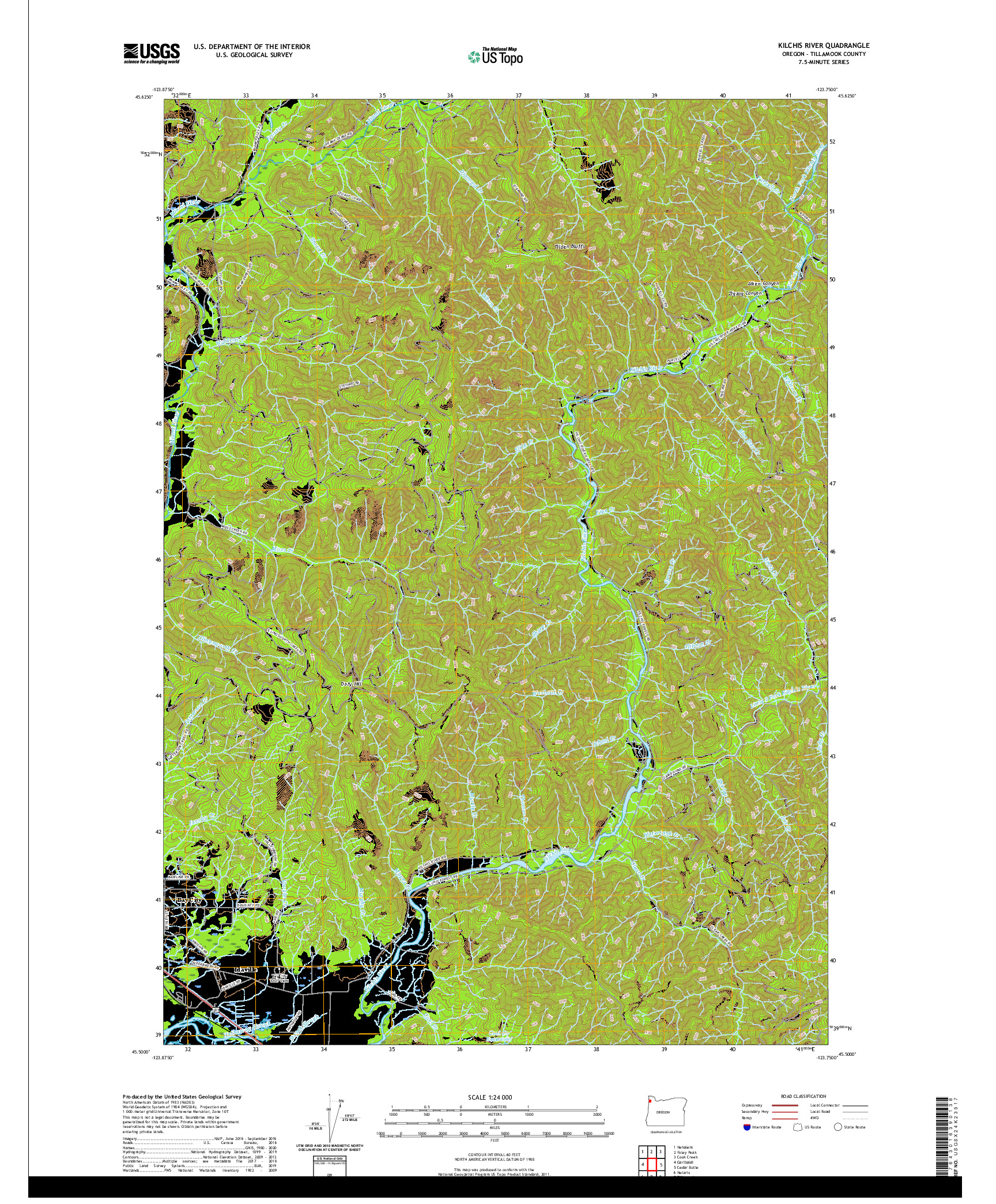 USGS US TOPO 7.5-MINUTE MAP FOR KILCHIS RIVER, OR 2020