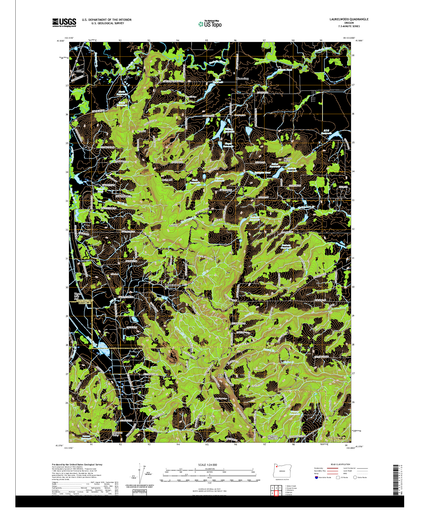 USGS US TOPO 7.5-MINUTE MAP FOR LAURELWOOD, OR 2020