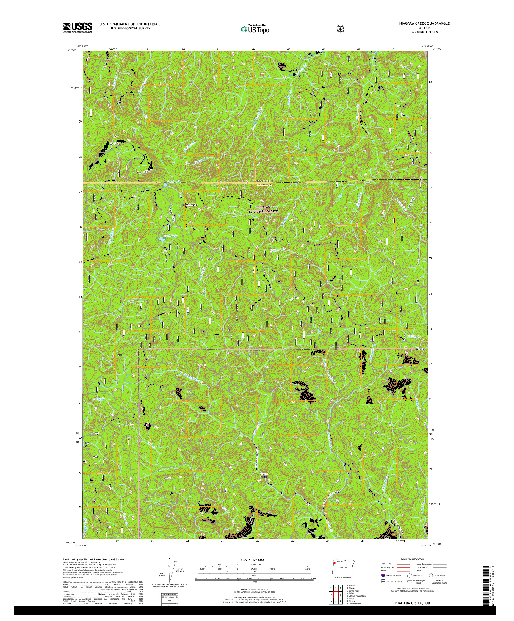 USGS US TOPO 7.5-MINUTE MAP FOR NIAGARA CREEK, OR 2020