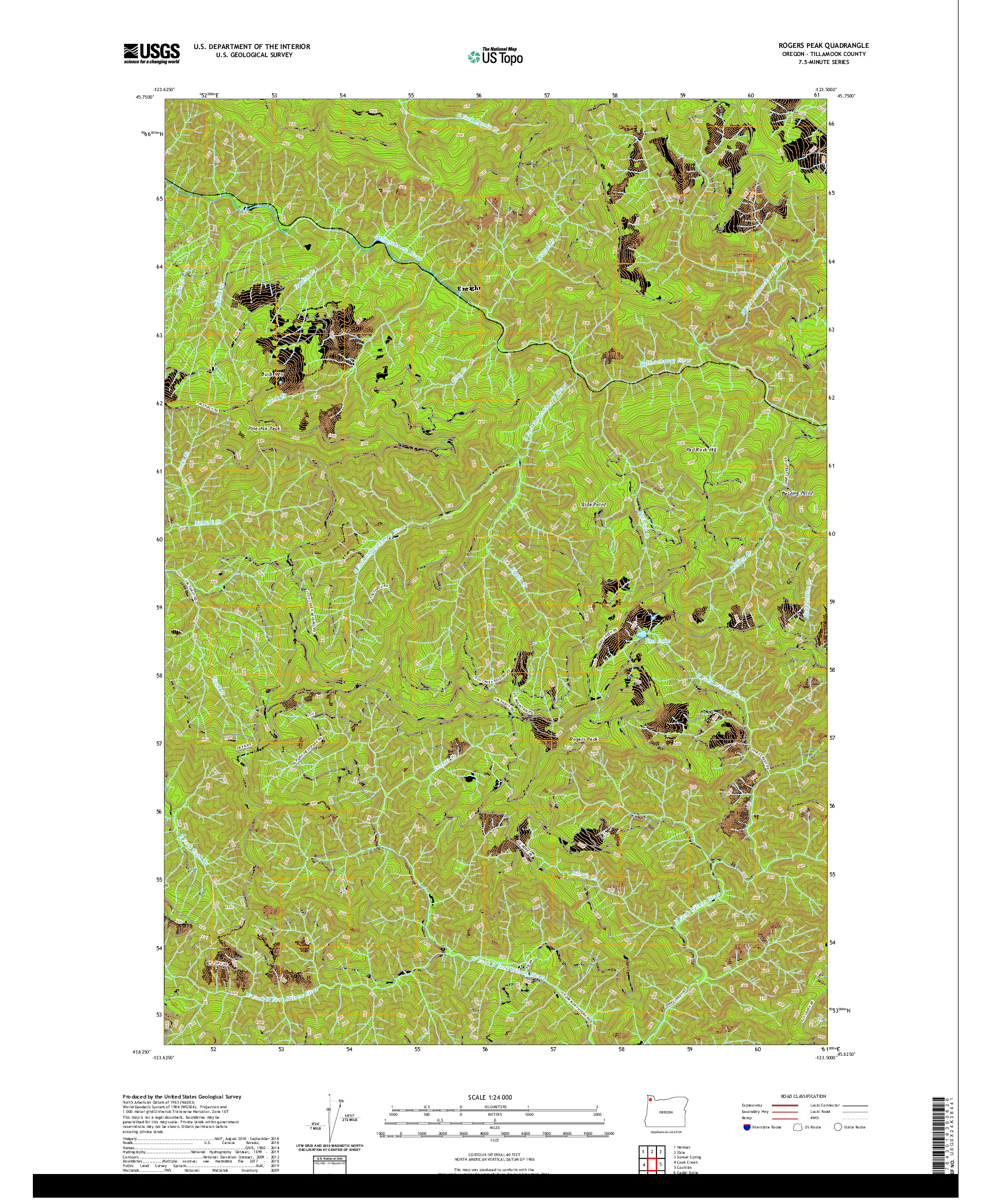 USGS US TOPO 7.5-MINUTE MAP FOR ROGERS PEAK, OR 2020