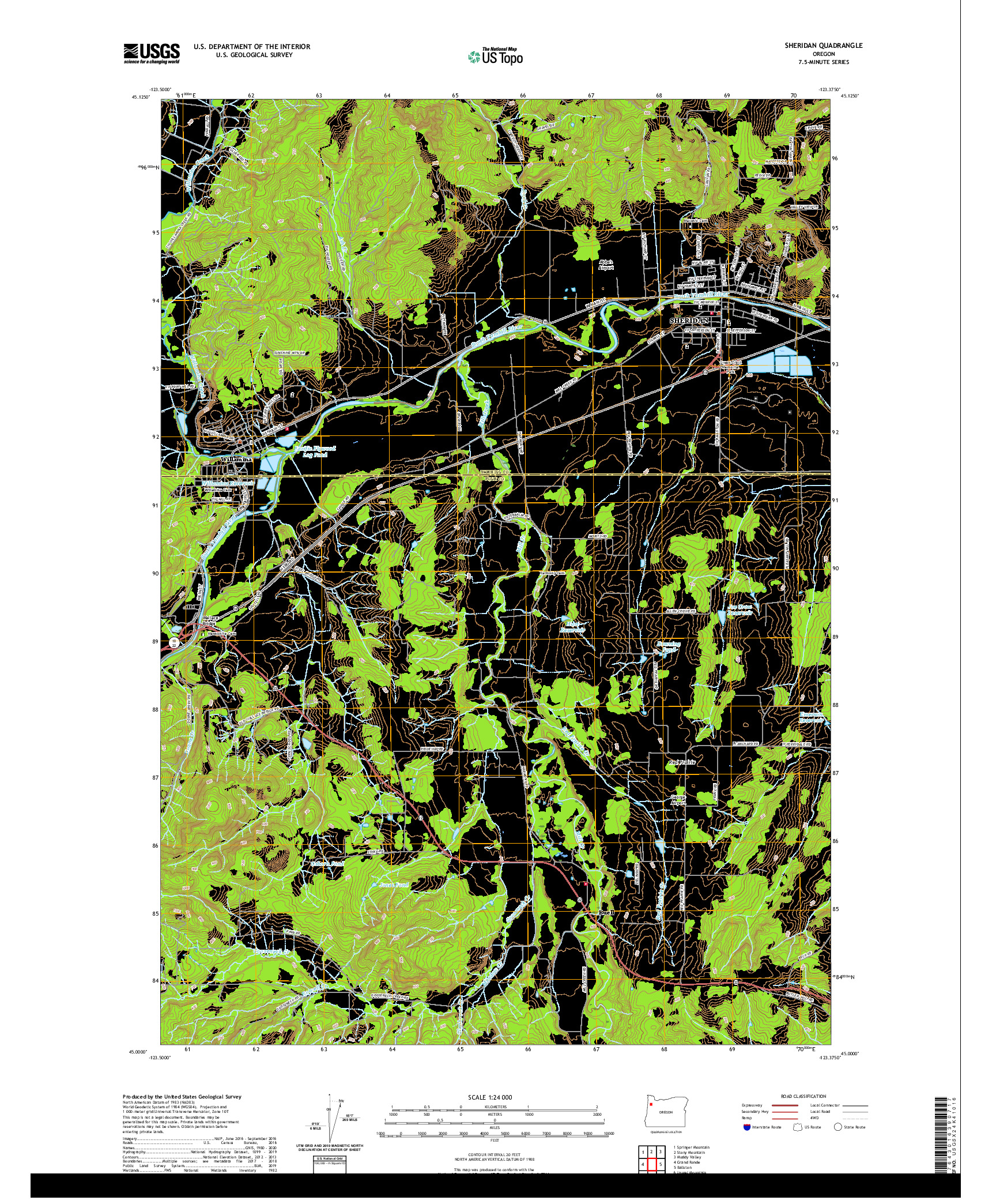 USGS US TOPO 7.5-MINUTE MAP FOR SHERIDAN, OR 2020