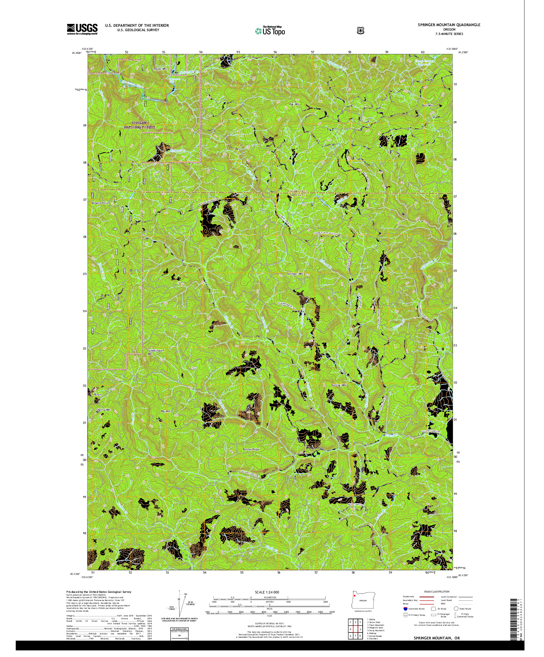 USGS US TOPO 7.5-MINUTE MAP FOR SPRINGER MOUNTAIN, OR 2020