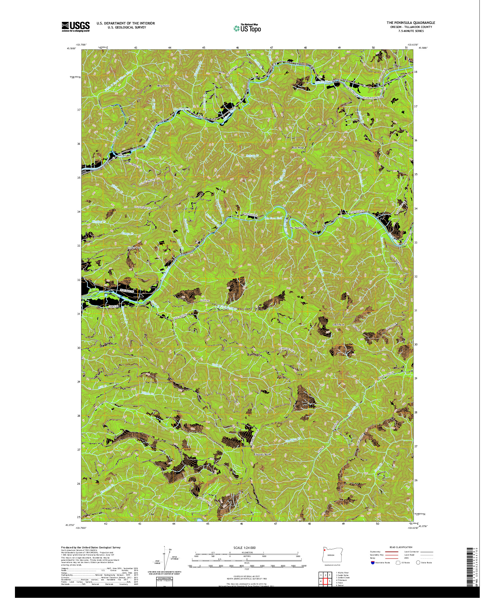USGS US TOPO 7.5-MINUTE MAP FOR THE PENINSULA, OR 2020