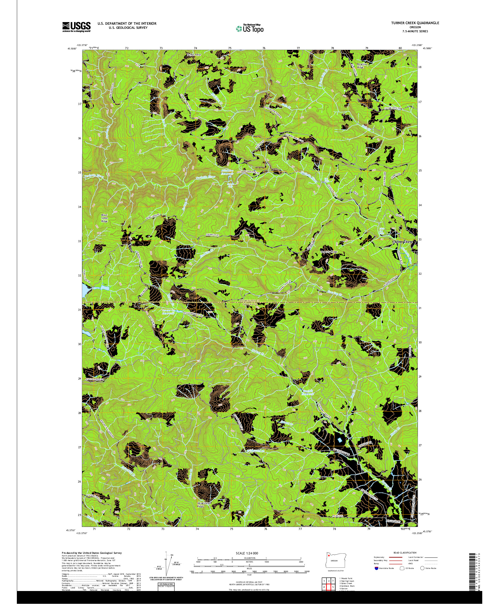 USGS US TOPO 7.5-MINUTE MAP FOR TURNER CREEK, OR 2020