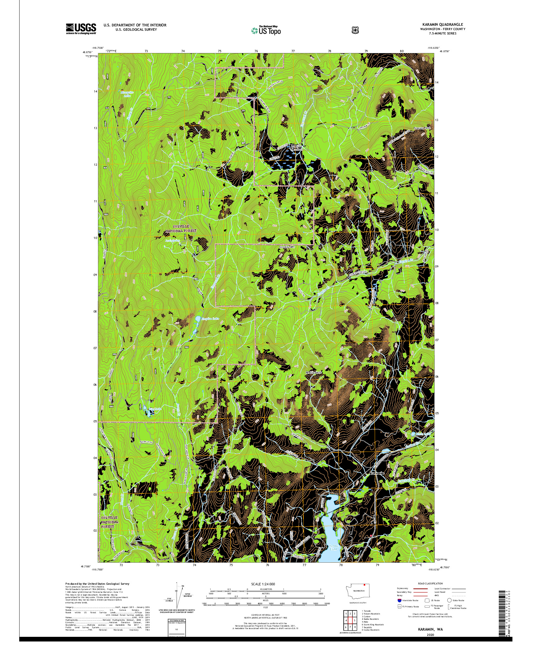 USGS US TOPO 7.5-MINUTE MAP FOR KARAMIN, WA 2020