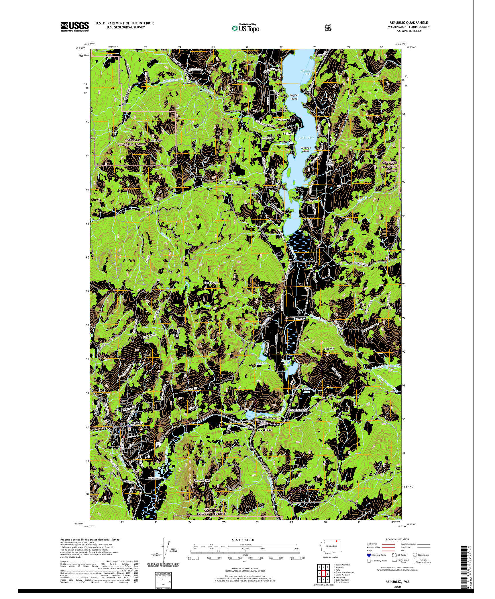 USGS US TOPO 7.5-MINUTE MAP FOR REPUBLIC, WA 2020