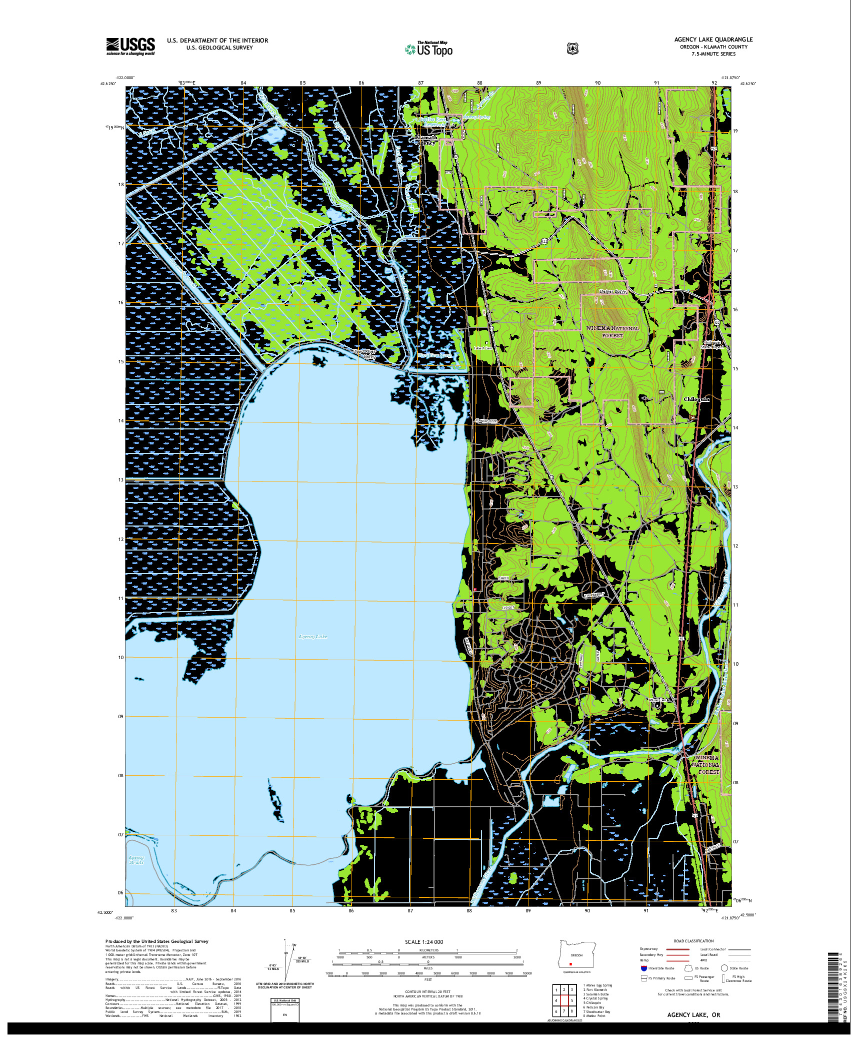 USGS US TOPO 7.5-MINUTE MAP FOR AGENCY LAKE, OR 2020