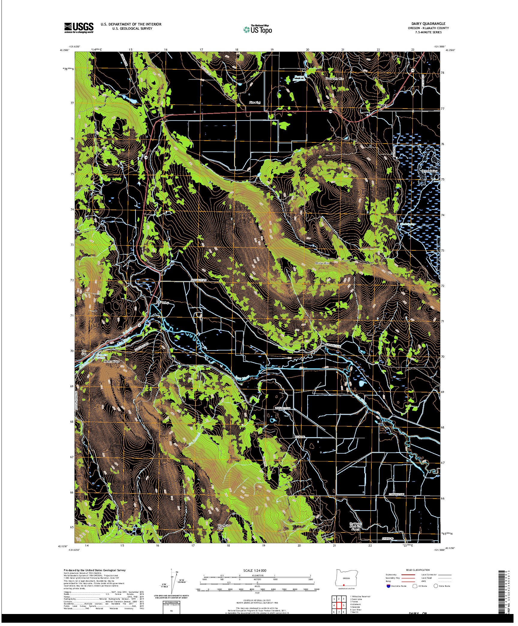 USGS US TOPO 7.5-MINUTE MAP FOR DAIRY, OR 2020