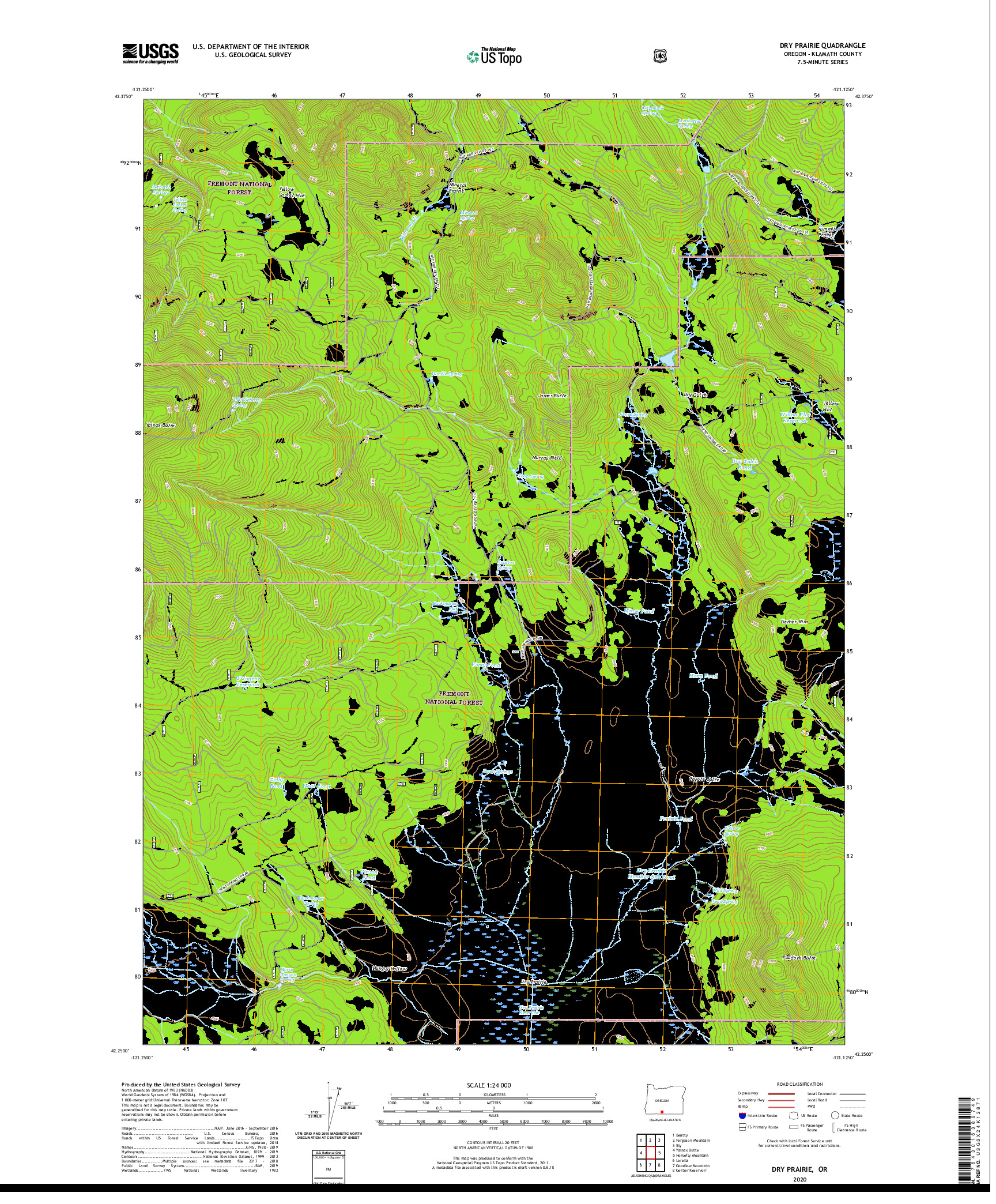 USGS US TOPO 7.5-MINUTE MAP FOR DRY PRAIRIE, OR 2020