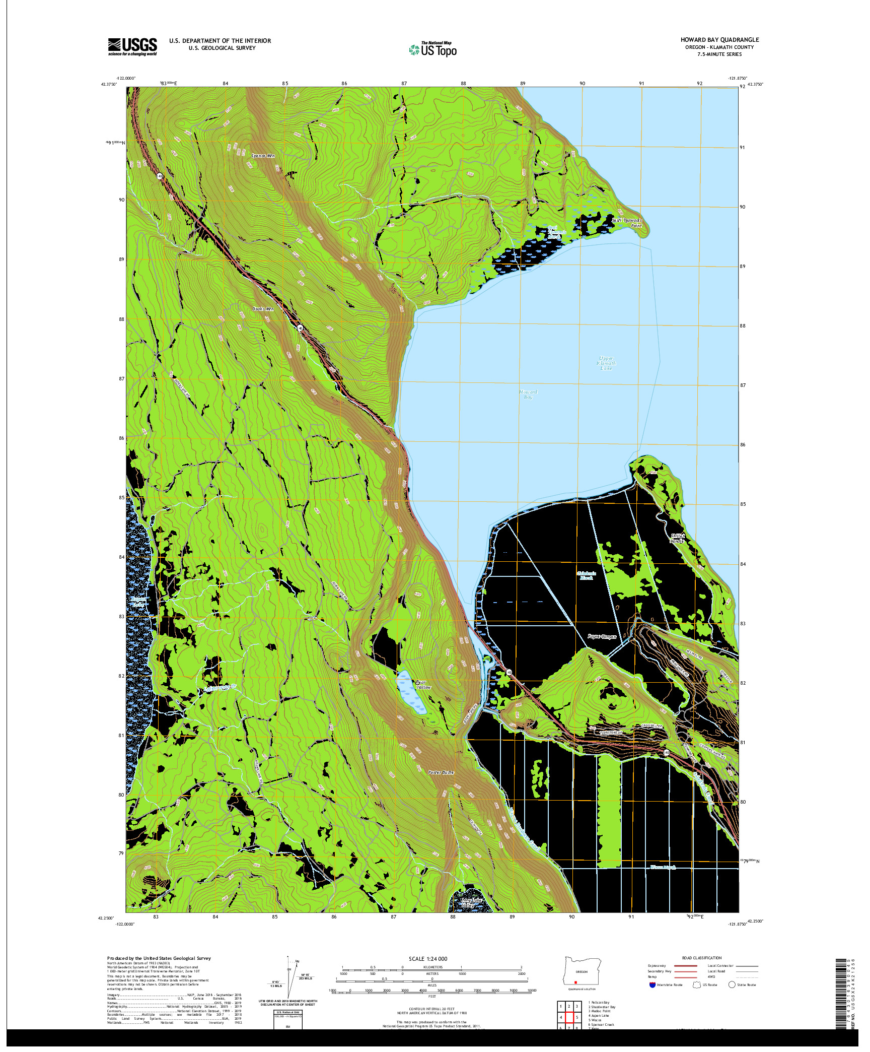 USGS US TOPO 7.5-MINUTE MAP FOR HOWARD BAY, OR 2020