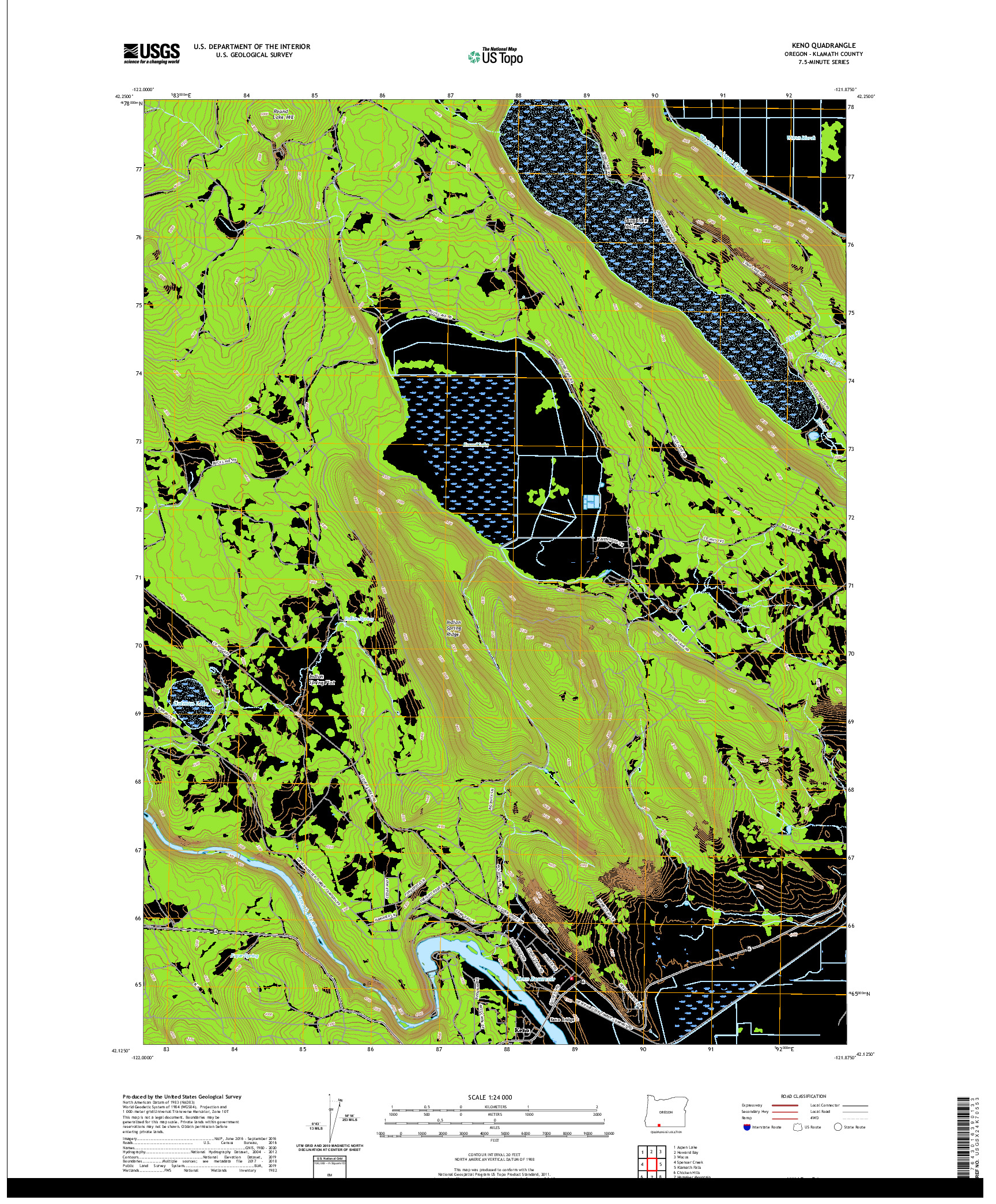 USGS US TOPO 7.5-MINUTE MAP FOR KENO, OR 2020