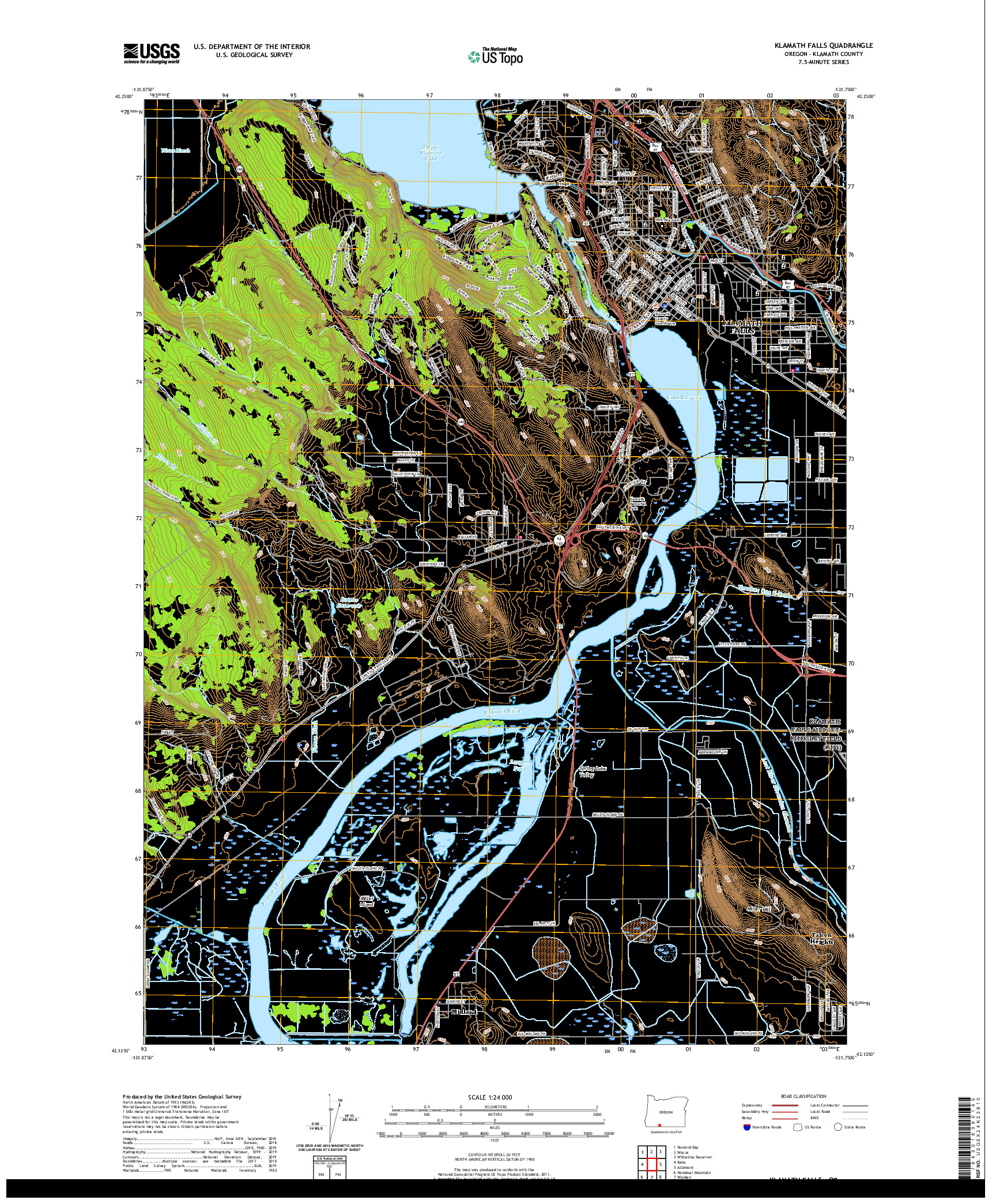 USGS US TOPO 7.5-MINUTE MAP FOR KLAMATH FALLS, OR 2020