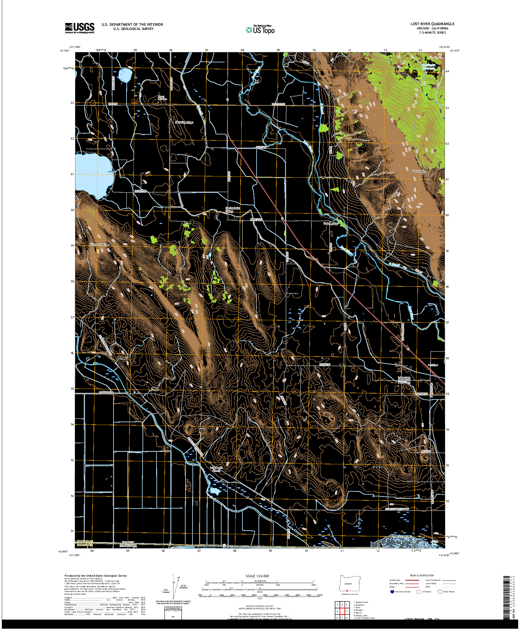 USGS US TOPO 7.5-MINUTE MAP FOR LOST RIVER, OR,CA 2020