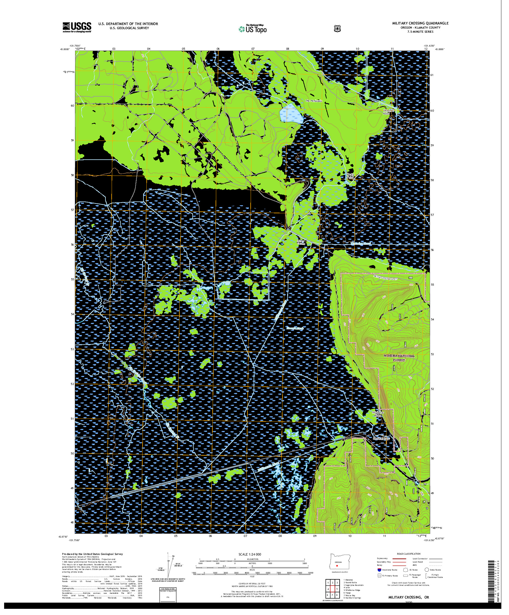 USGS US TOPO 7.5-MINUTE MAP FOR MILITARY CROSSING, OR 2020