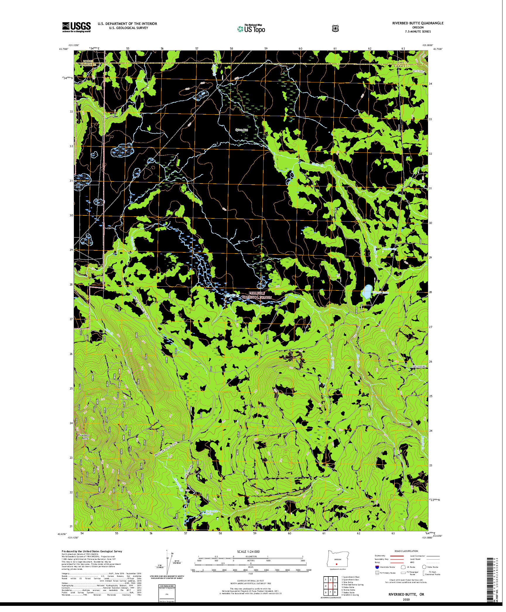 USGS US TOPO 7.5-MINUTE MAP FOR RIVERBED BUTTE, OR 2020