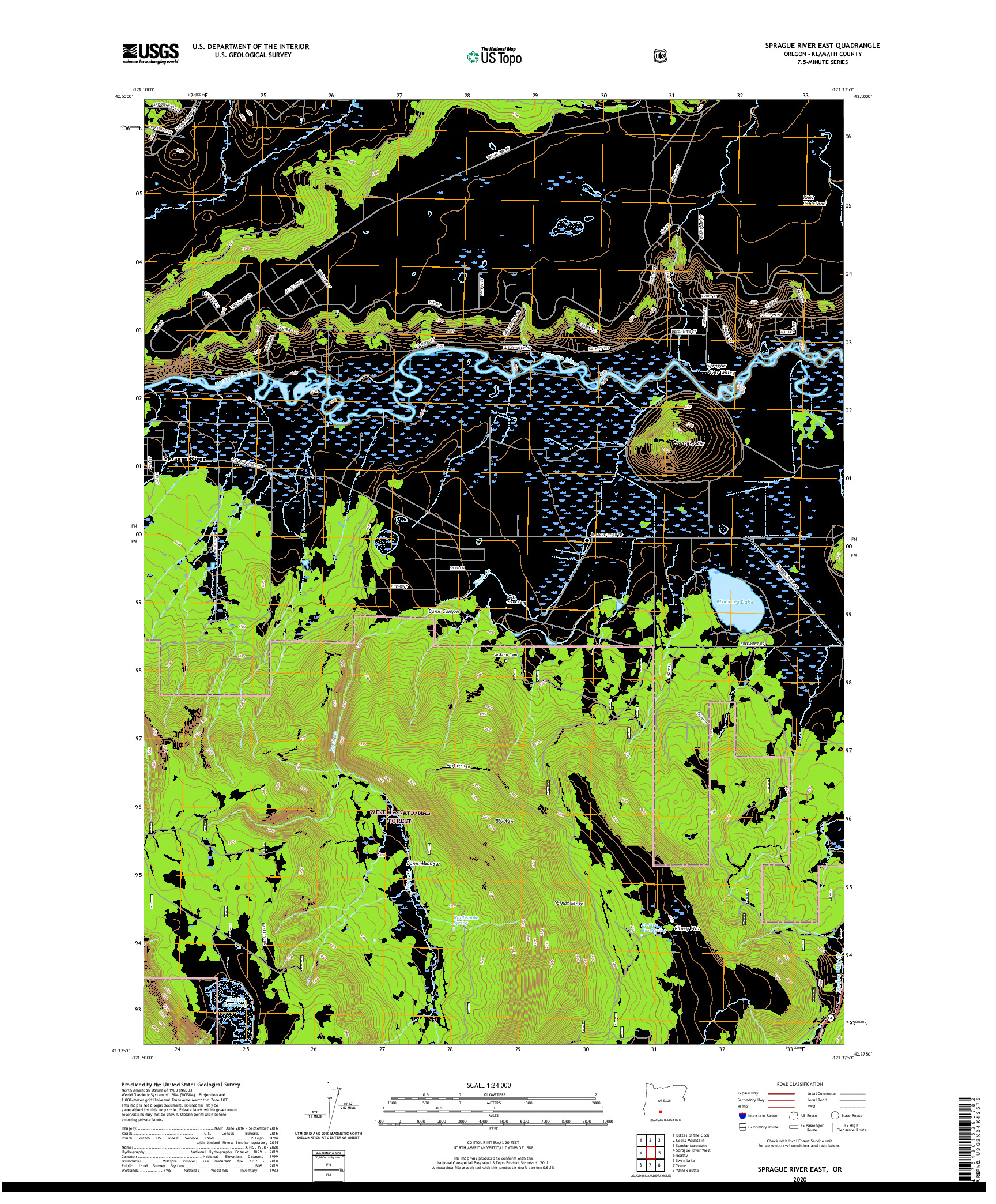 USGS US TOPO 7.5-MINUTE MAP FOR SPRAGUE RIVER EAST, OR 2020