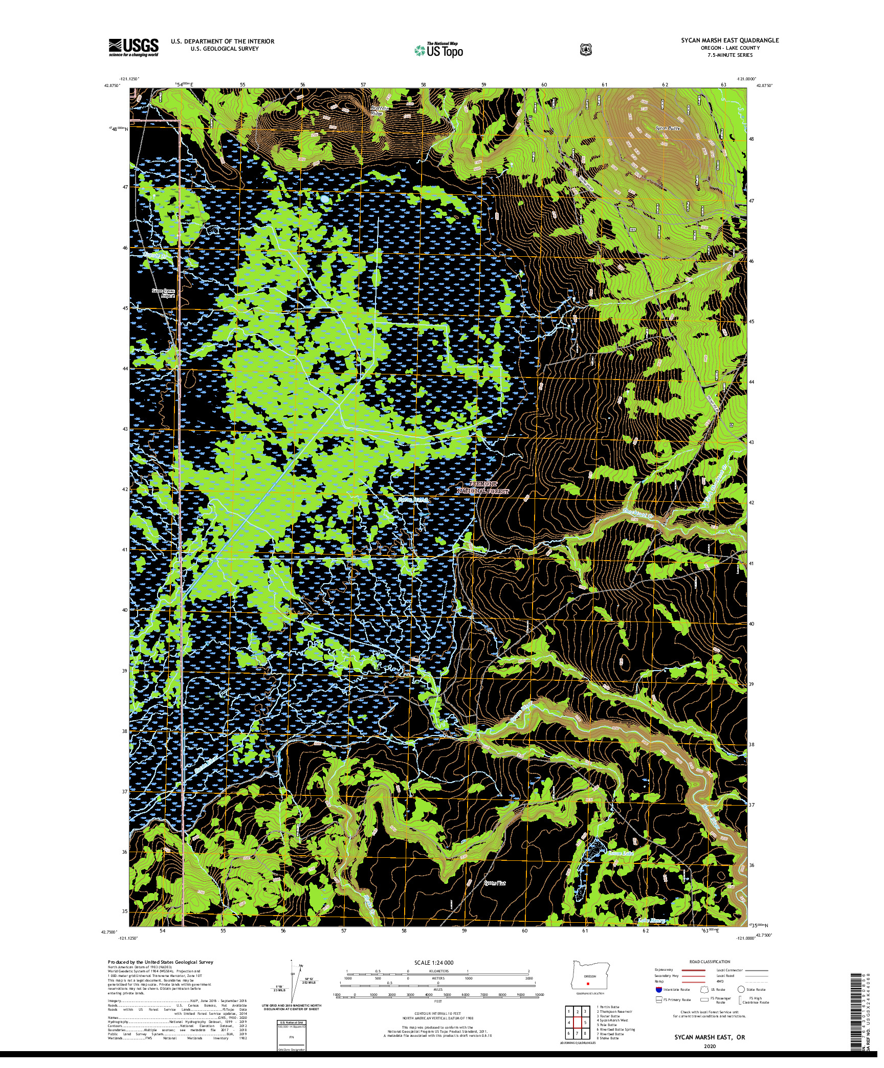 USGS US TOPO 7.5-MINUTE MAP FOR SYCAN MARSH EAST, OR 2020