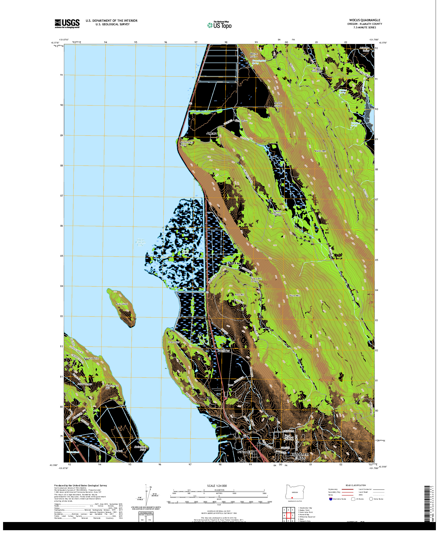 USGS US TOPO 7.5-MINUTE MAP FOR WOCUS, OR 2020