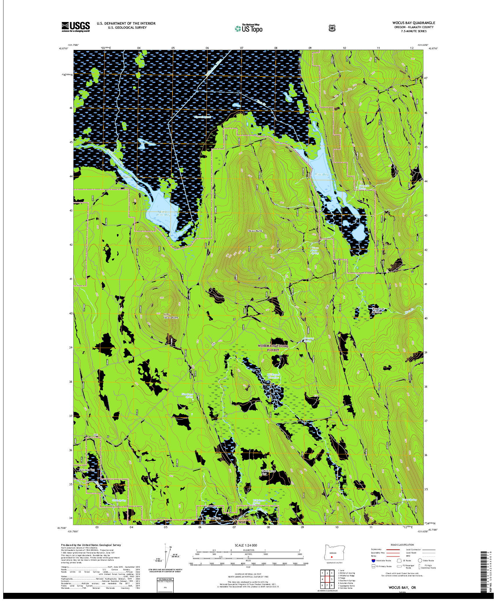 USGS US TOPO 7.5-MINUTE MAP FOR WOCUS BAY, OR 2020