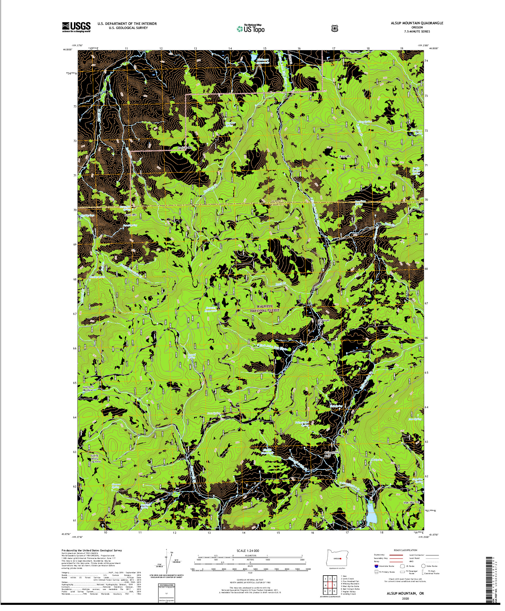 USGS US TOPO 7.5-MINUTE MAP FOR ALSUP MOUNTAIN, OR 2020