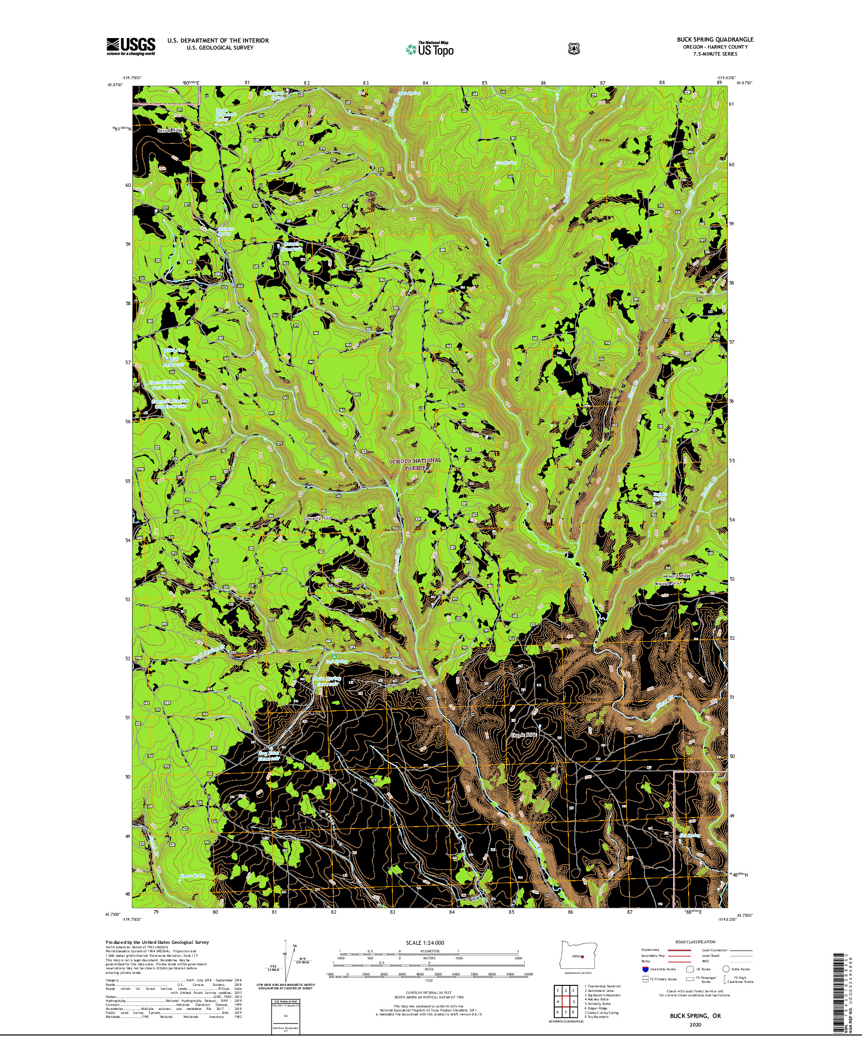 USGS US TOPO 7.5-MINUTE MAP FOR BUCK SPRING, OR 2020