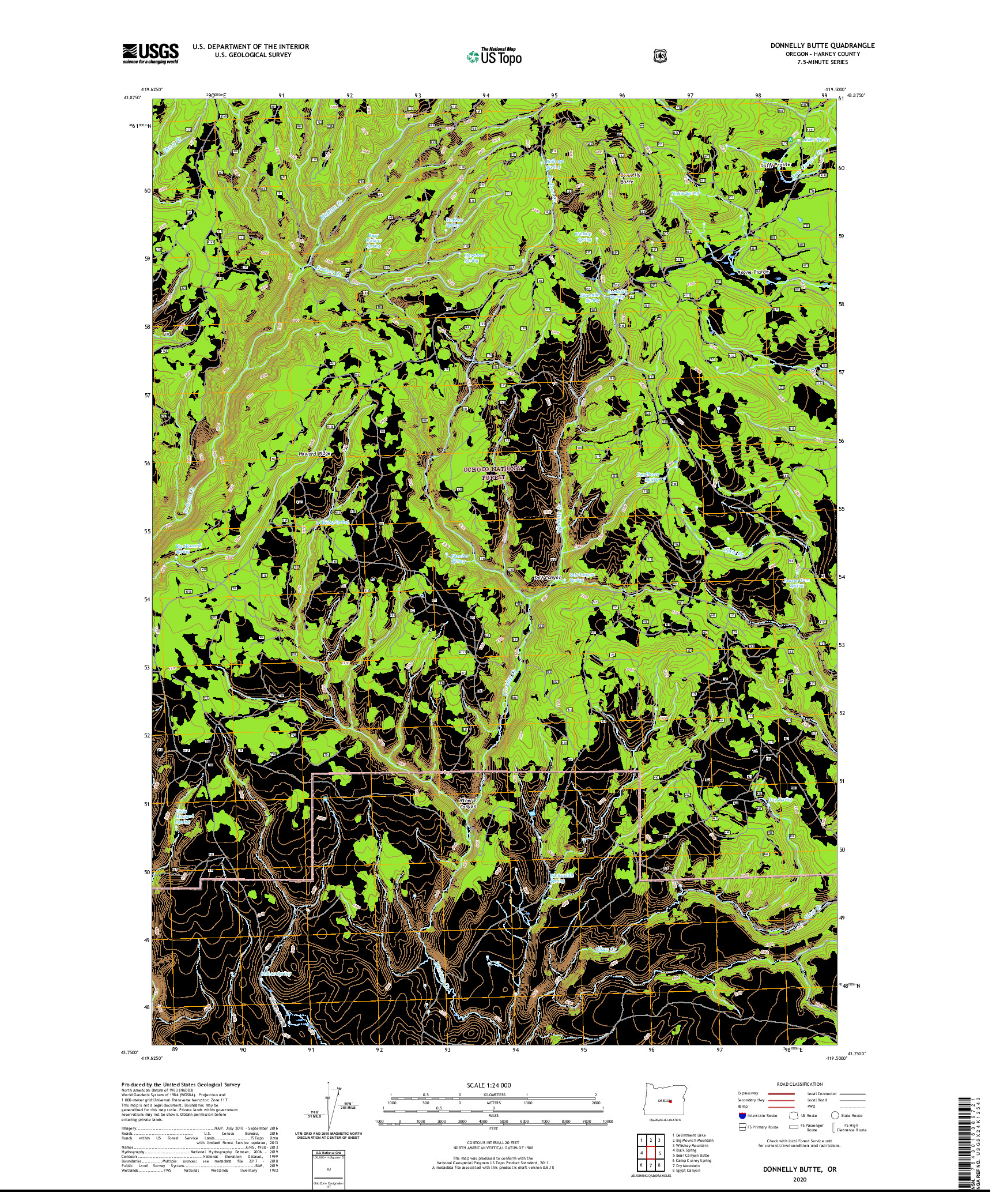 USGS US TOPO 7.5-MINUTE MAP FOR DONNELLY BUTTE, OR 2020