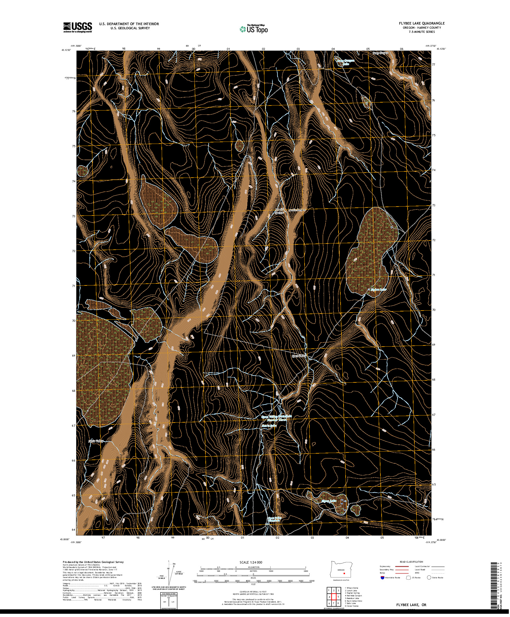 USGS US TOPO 7.5-MINUTE MAP FOR FLYBEE LAKE, OR 2020