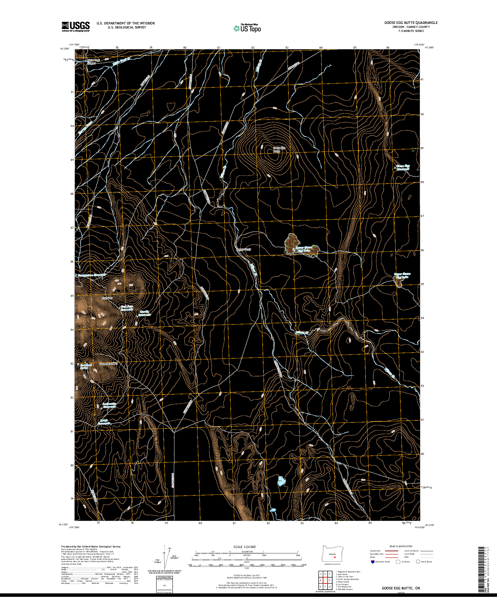 USGS US TOPO 7.5-MINUTE MAP FOR GOOSE EGG BUTTE, OR 2020